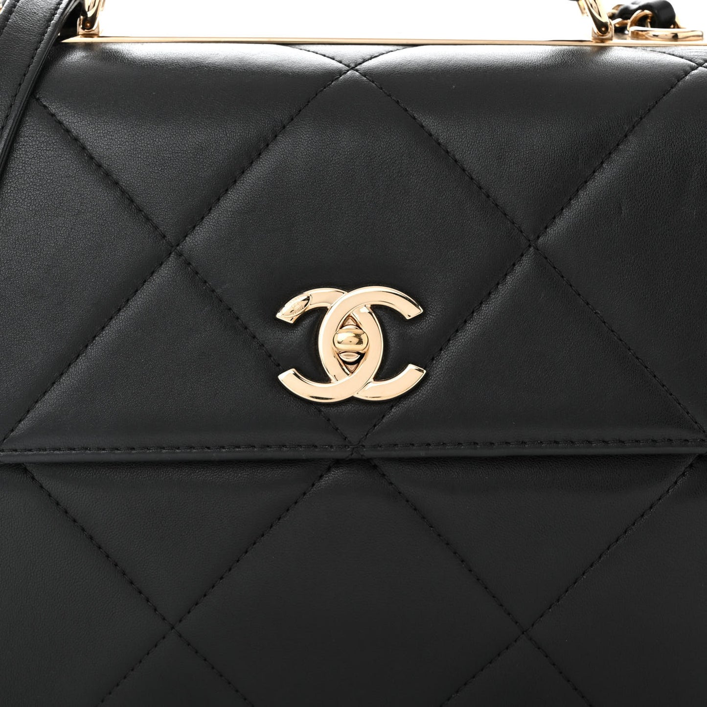 Lambskin Quilted Medium Trendy CC Flap Dual Handle Bag Black