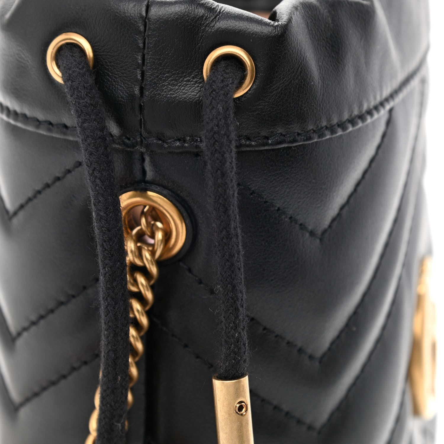 Gucci Calfskin Matelasse Mini GG Marmont 2.0 Bucket Bag Black 11 of 12
