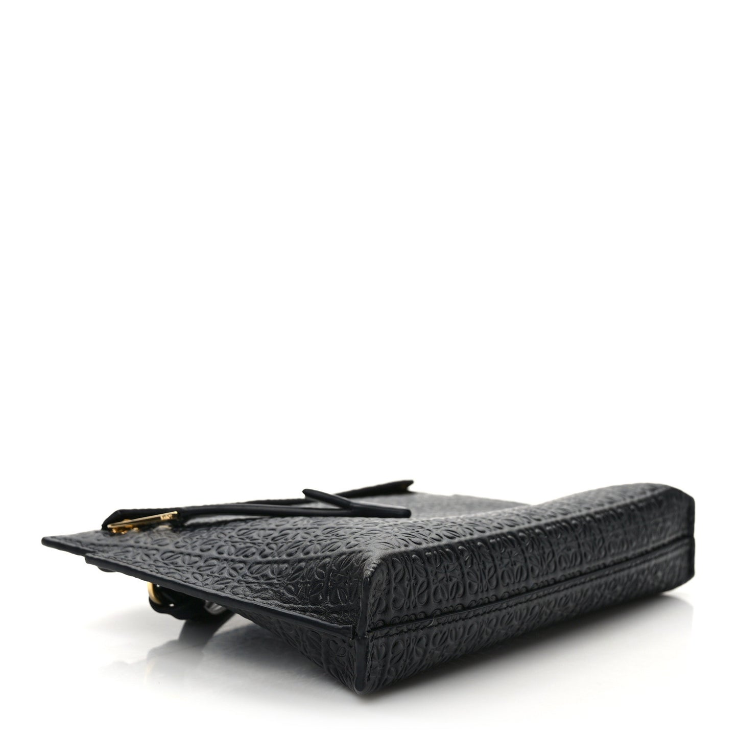 Calfskin Embossed Mini Repeat T Pouch Black