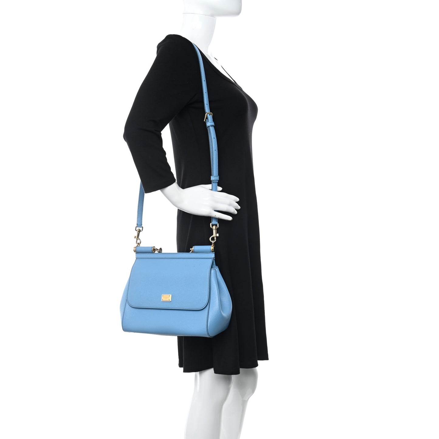 Dauphine Calfskin Medium Miss Sicily Satchel Light Blue