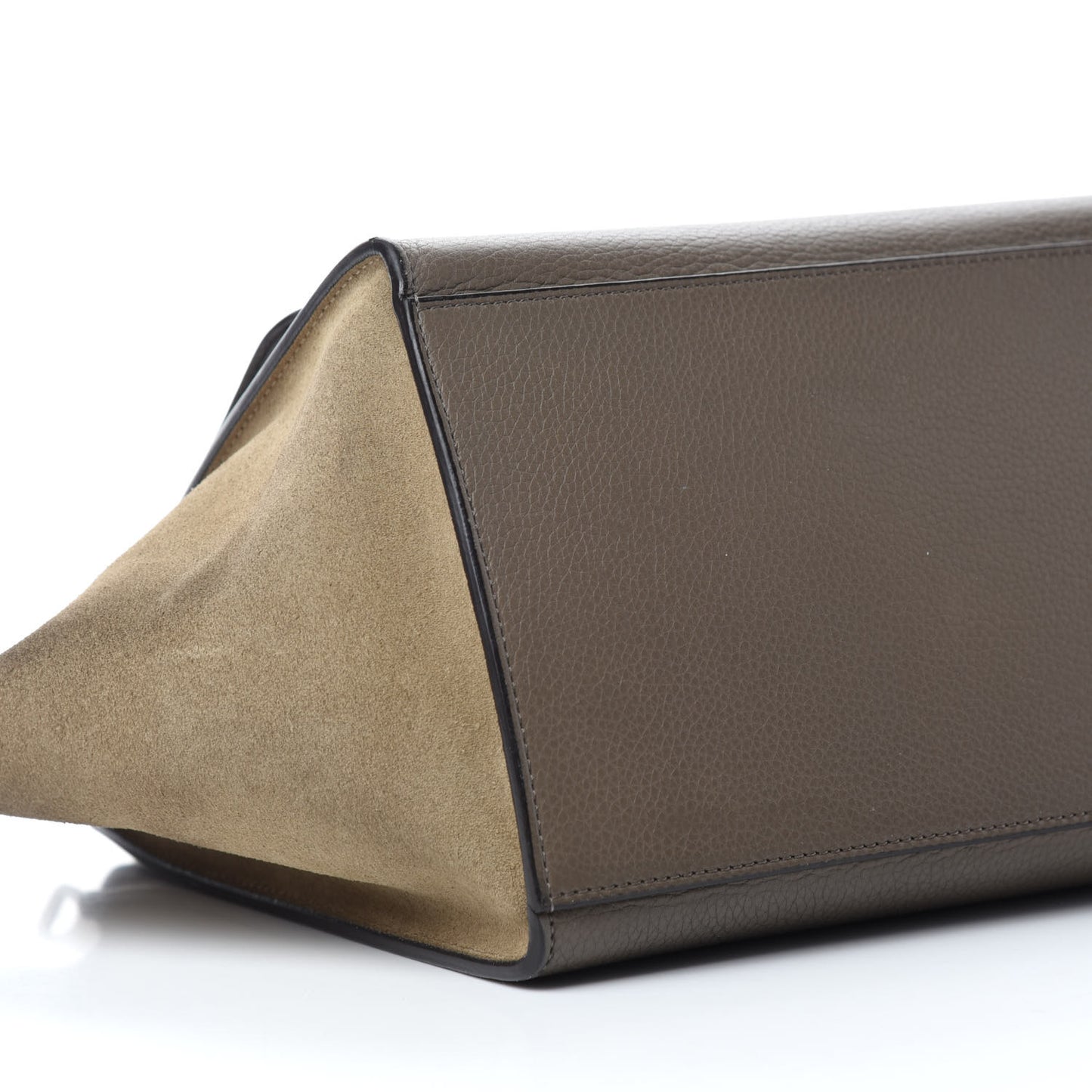Drummed Calfskin Suede Small Trapeze Taupe