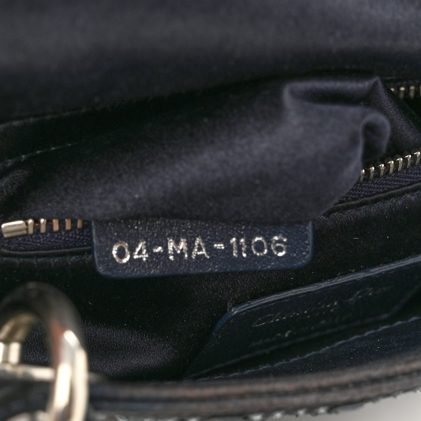 Satin Crystal Cannage Mini Lady Dior Navy