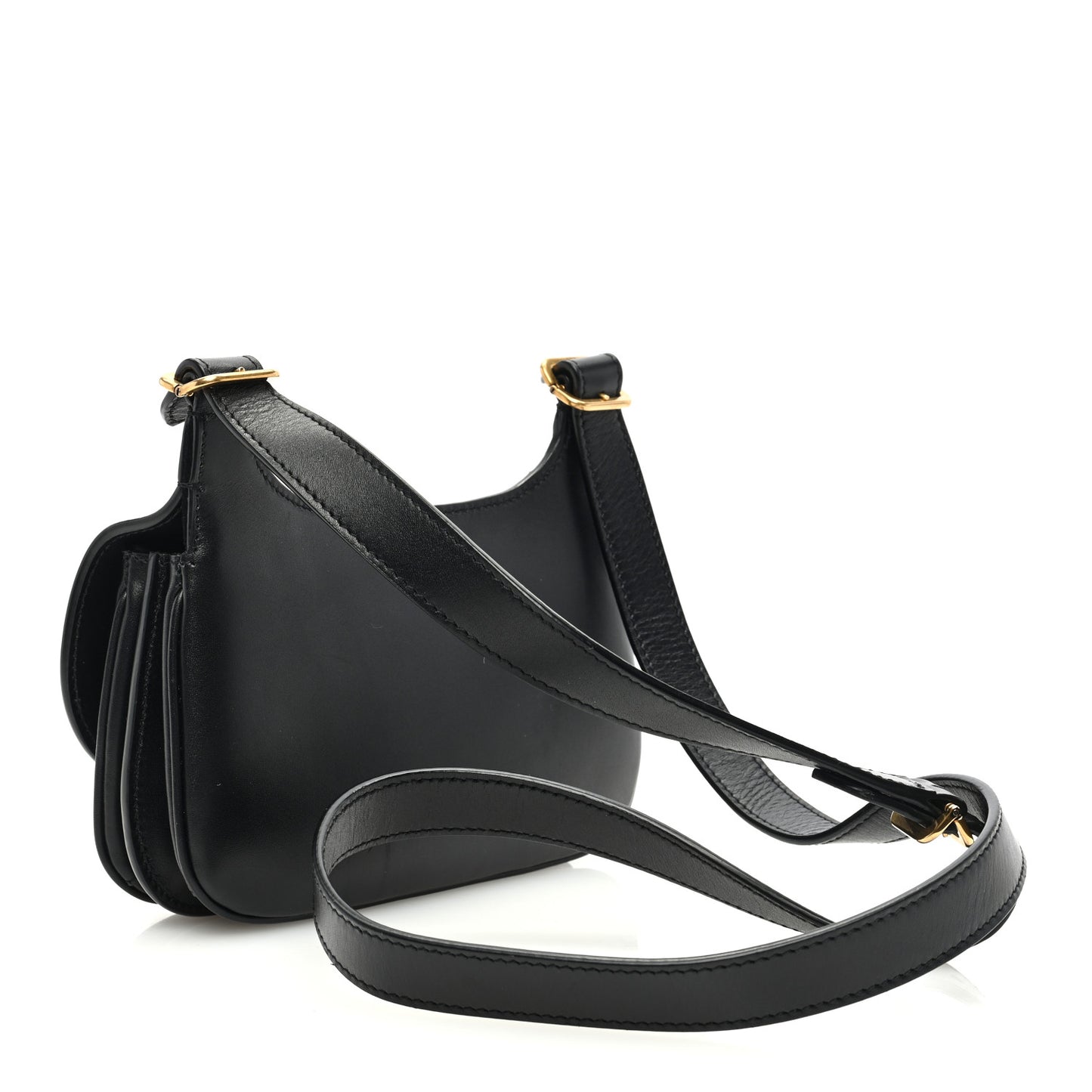 Smooth Calfskin Small Charlie Shoulder Bag Black