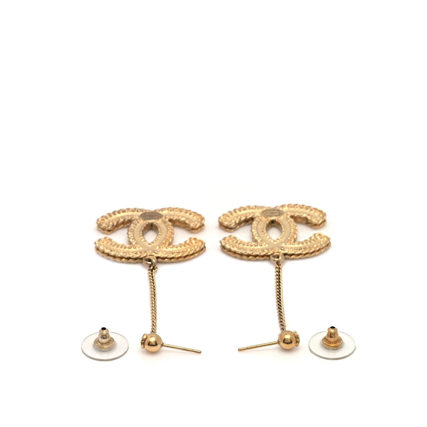 CC Drop Earrings Matte Gold