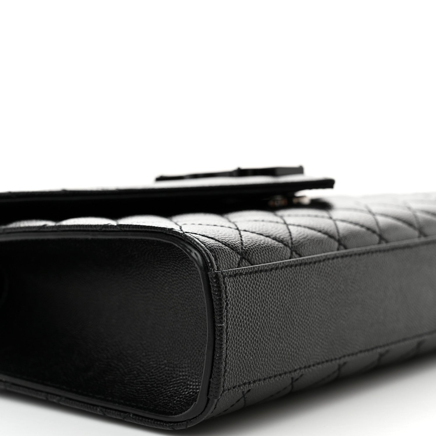 Saint Laurent Grain De Poudre Textured Mixed Matelasse Triquilt Medium Monogram Monochrome Satchel Black 8 of 11