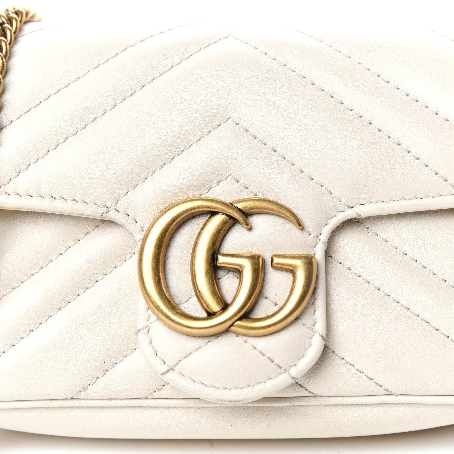 Calfskin Matelasse Super Mini GG Marmont Shoulder Bag White