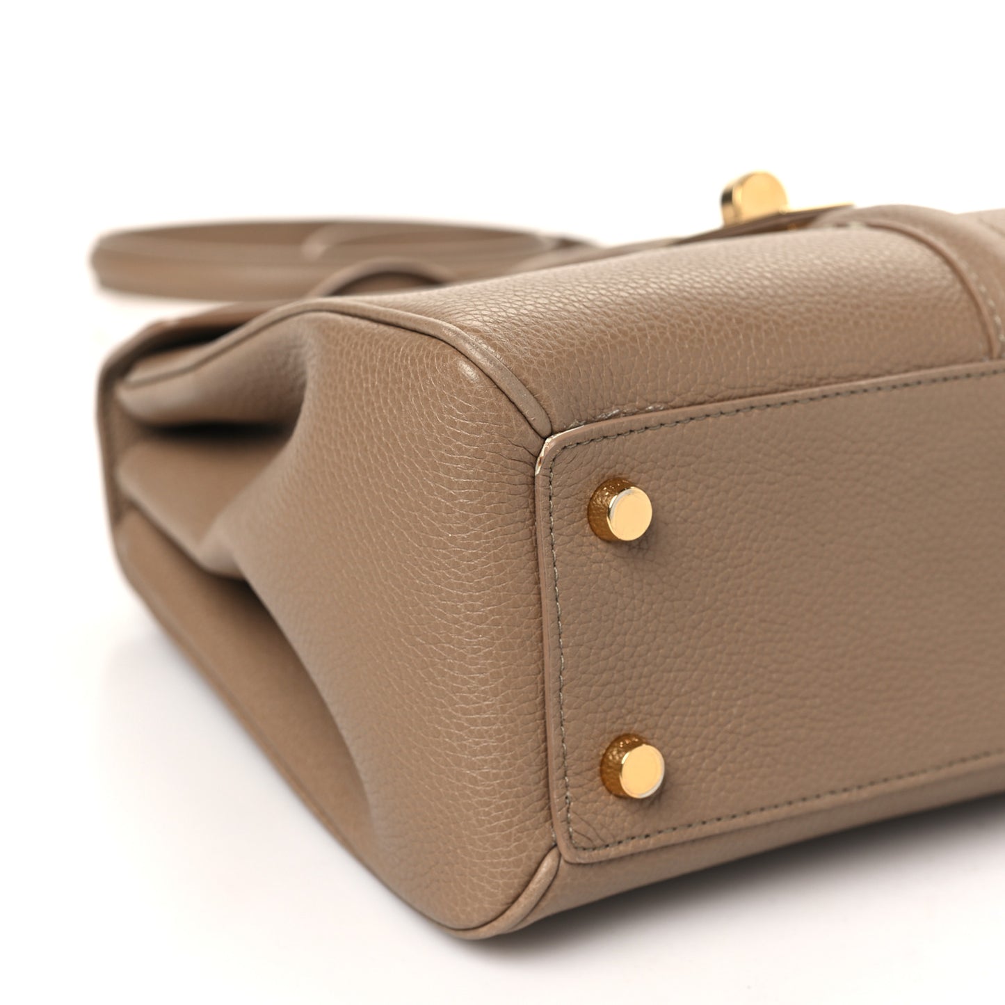 Grained Calfskin Small 16 Top Handle Bag Beige