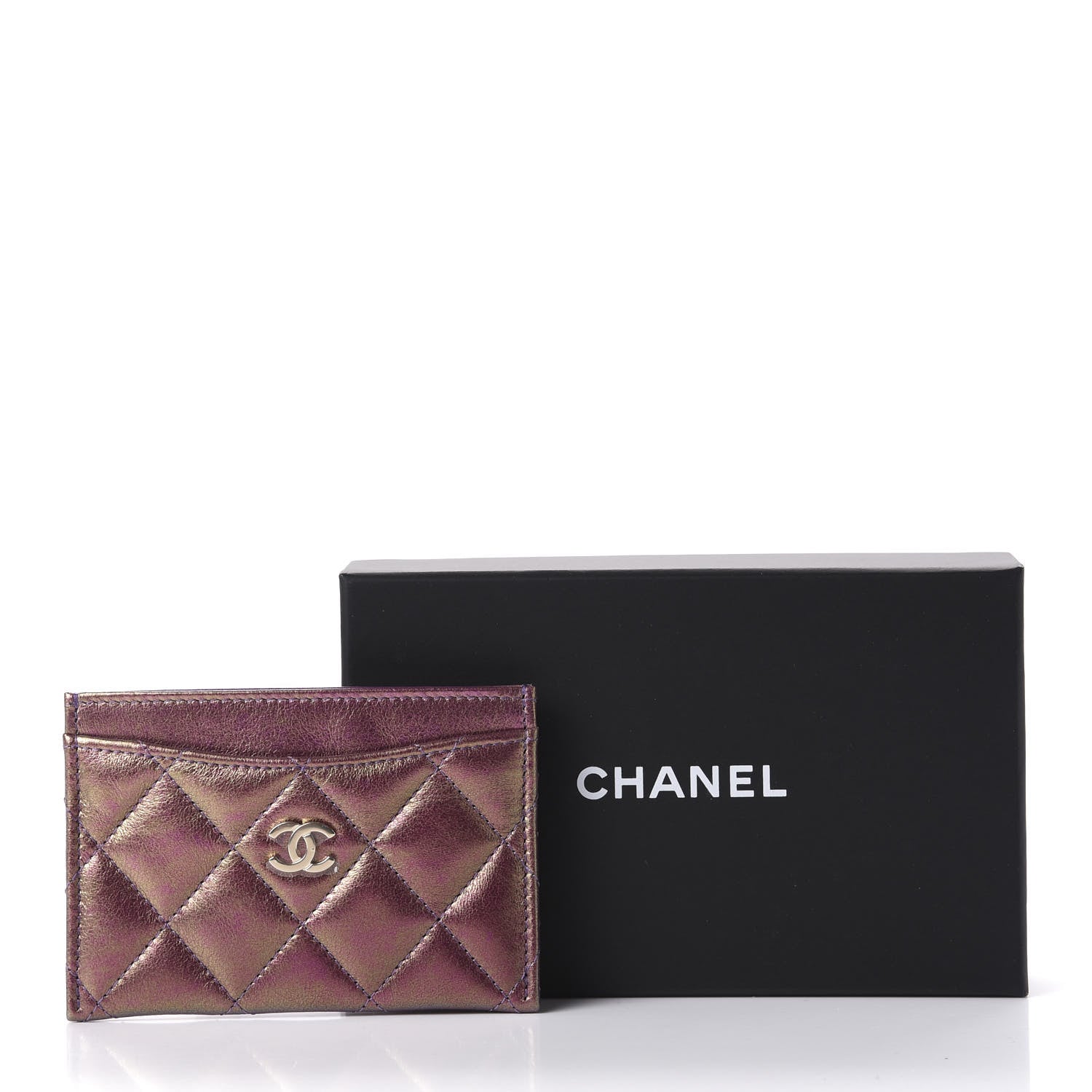 Chanel Iridescent Lambskin Quilted Card Holder Purple 9 of 9