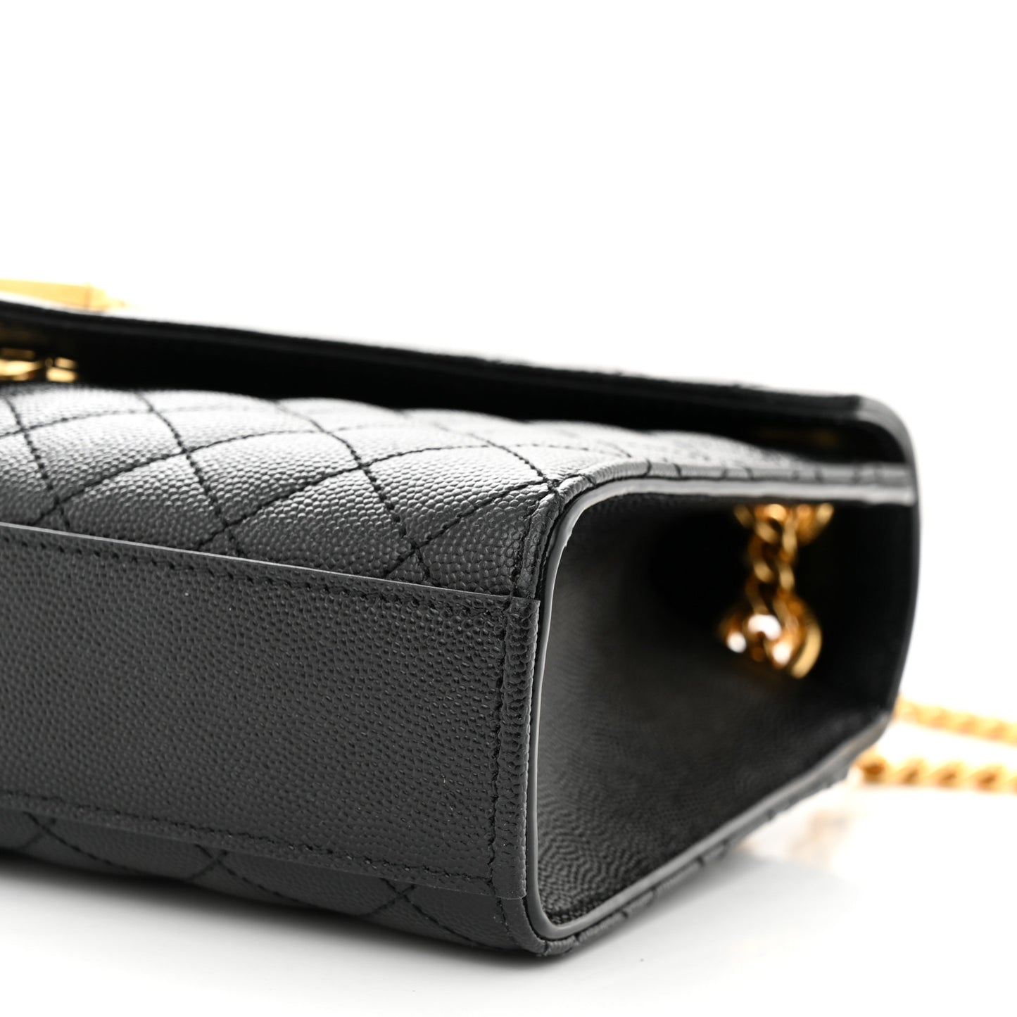 Grain De Poudre Textured Mixed Matelasse Triquilt Medium Monogram Satchel Black