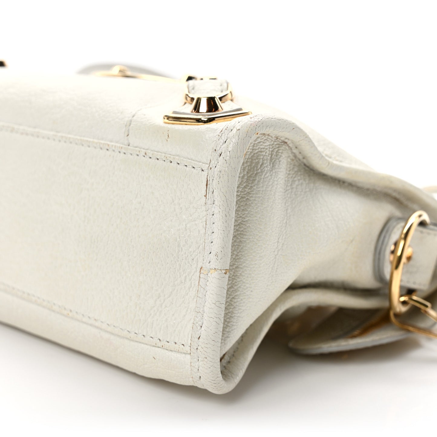 Chevre Gold Metallic Edge Hardware Mini City White