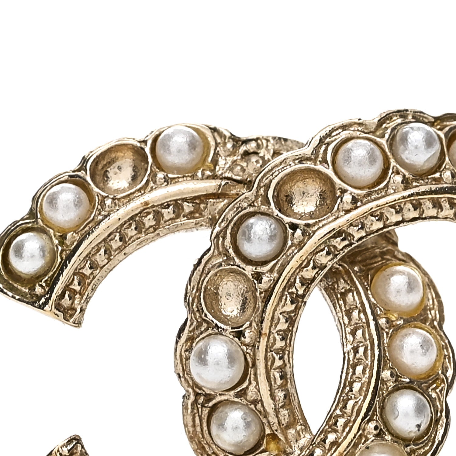 Chanel Pearl Queen of France CC Earrings Gold 7 of 8