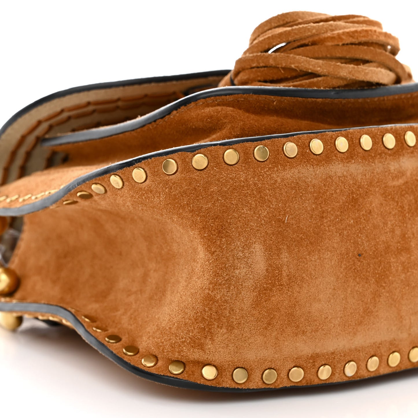 Suede Calfskin Braided Mini Hudson Shoulder Bag Caramel