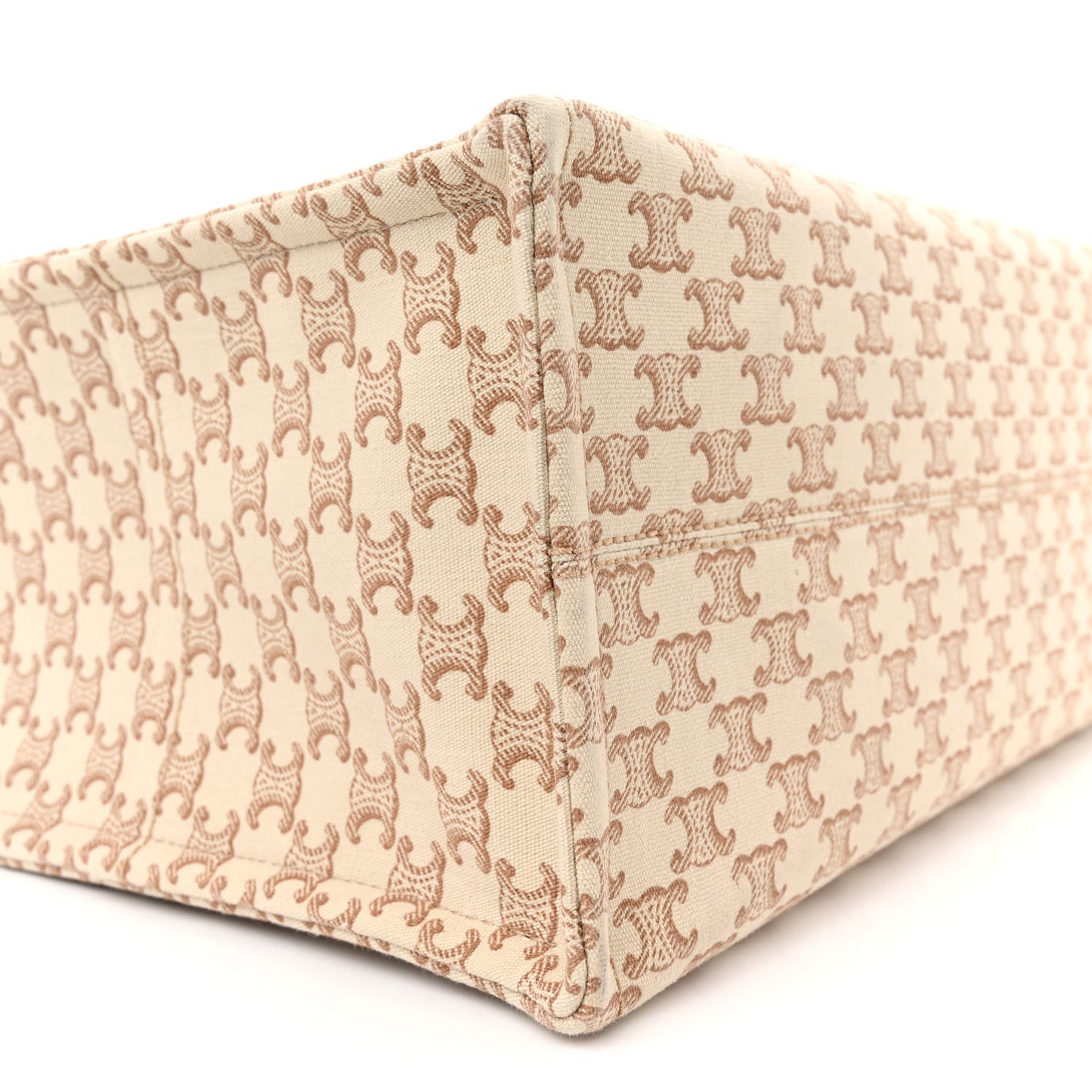 Canvas Calfskin Triomphe Large Cabas Thais White