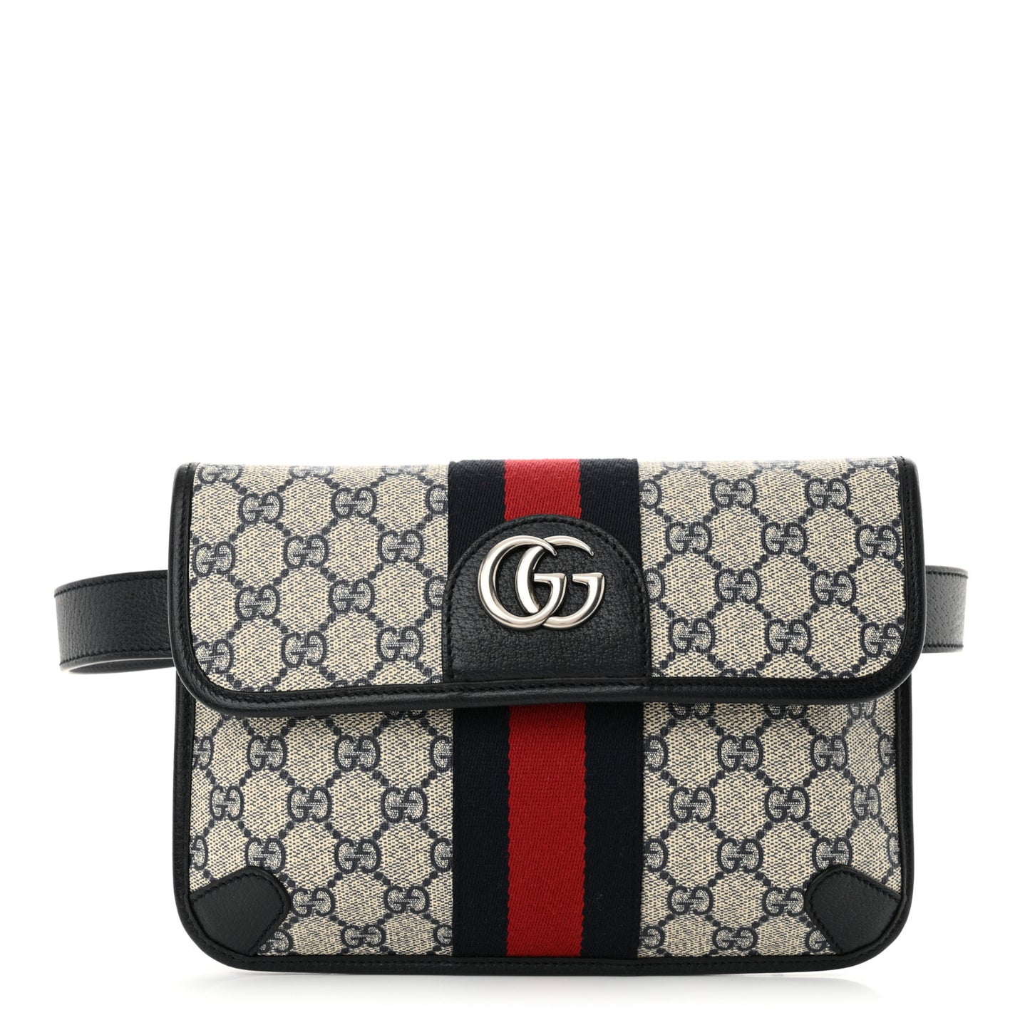GG Supreme Monogram Web Small Ophidia Belt Bag 100 40 Beige Navy