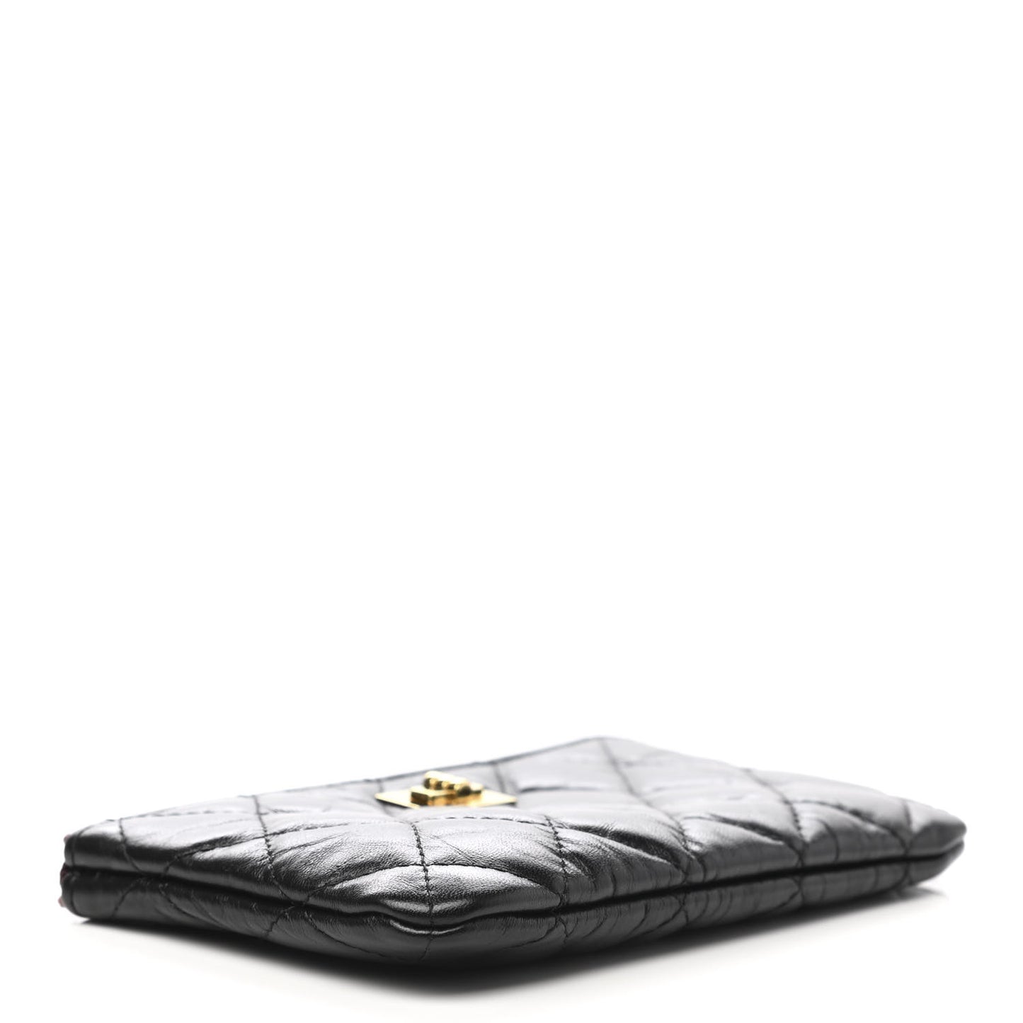 Aged Calfskin Quilted Small Reissue Cosmetic Case Black