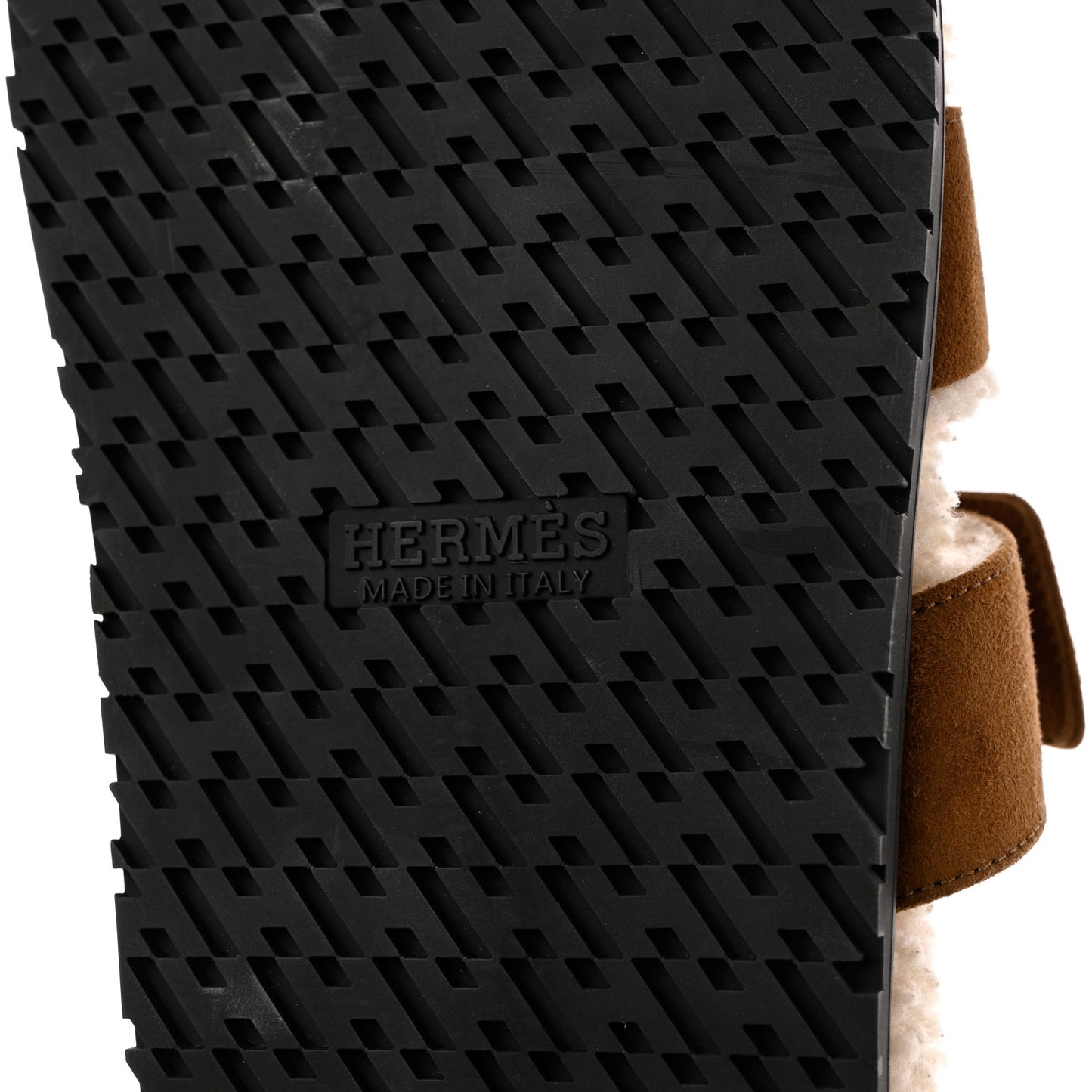 Suede Goatskin Woolskin Mens Chypre Sandals 43.5 Brun Fume Ecru