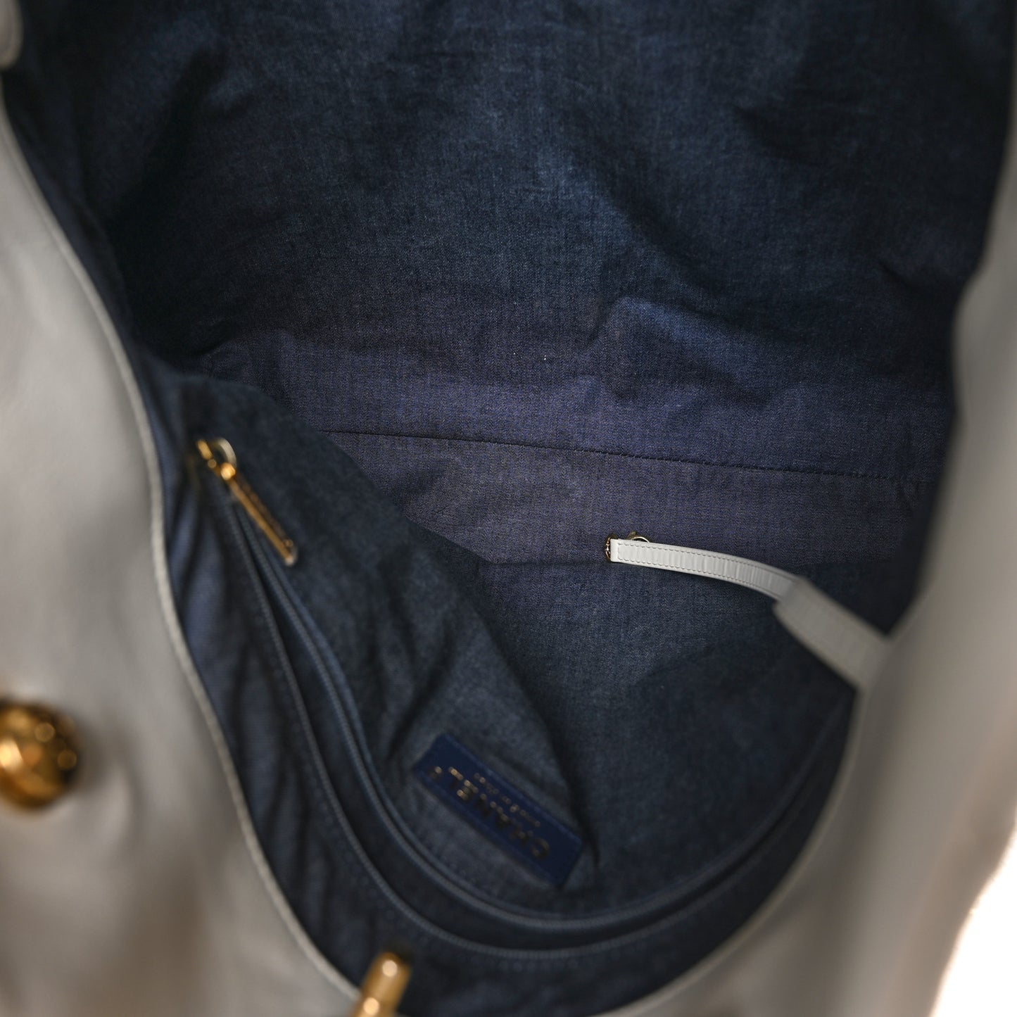 Calfskin Stitched CC Shopper Tote White