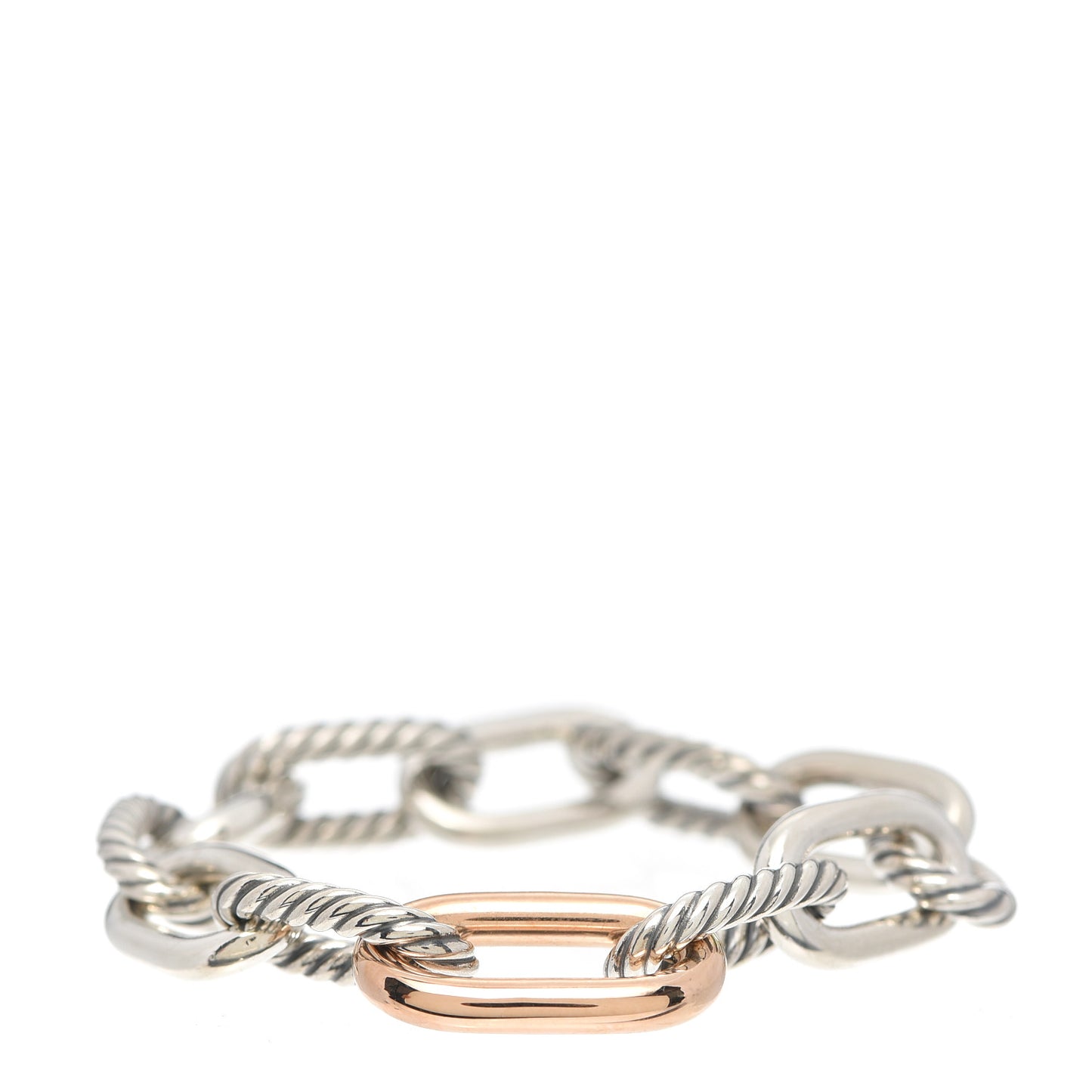 Sterling Silver 18K Rose Gold 11mm Madison Chain Bracelet