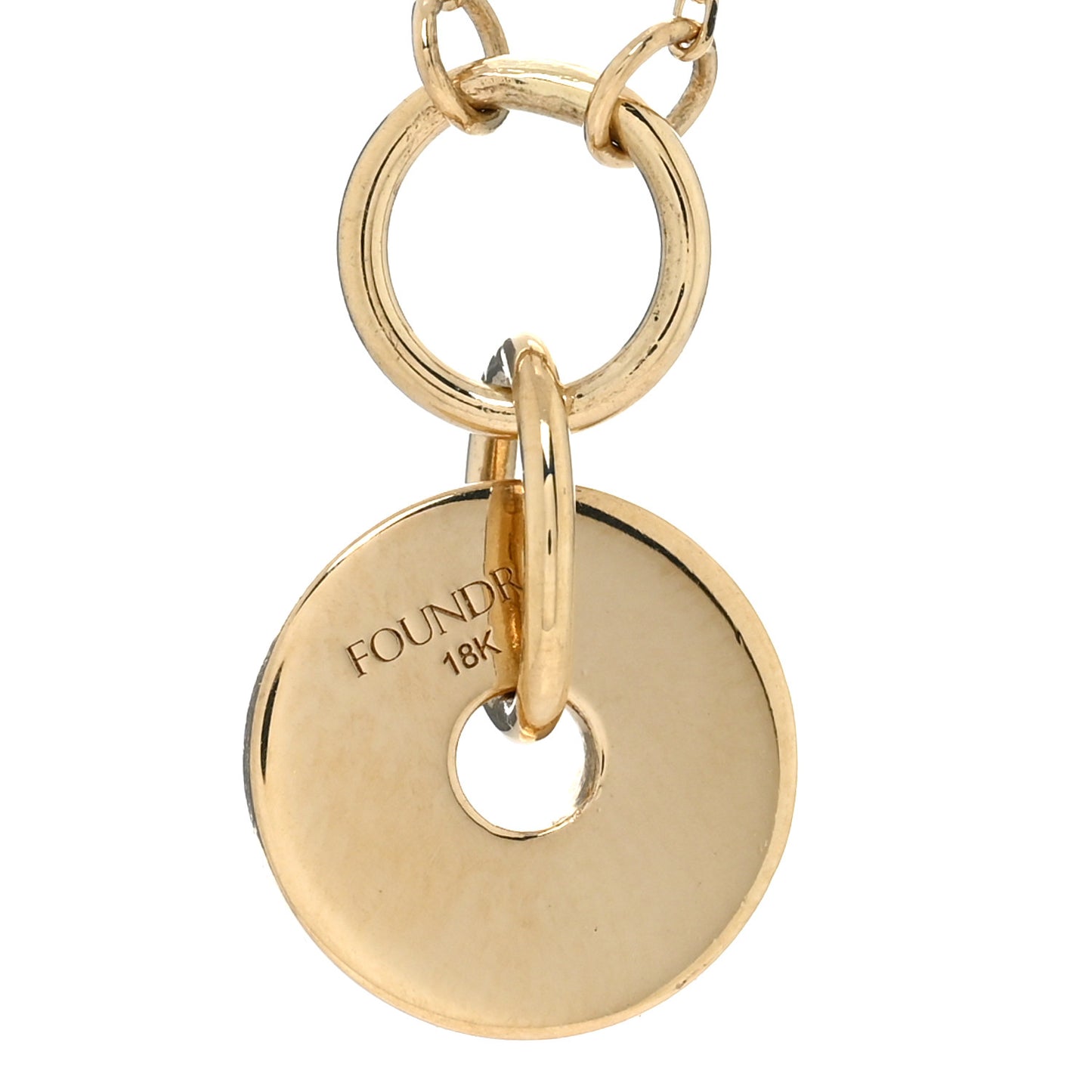 18K Yellow Gold Diamond Star Symbol Disk Drop Necklace