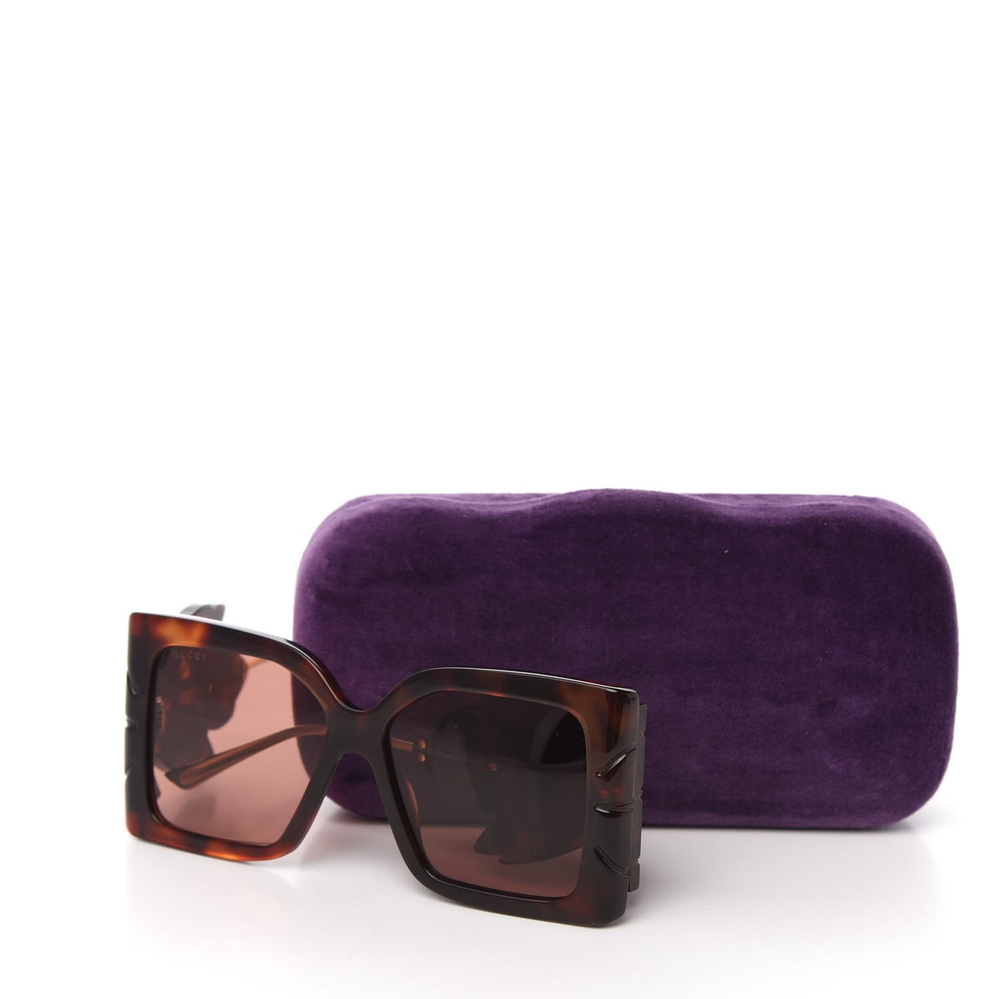 Acetate Square Frame Wing Sunglasses GG0535S Havana