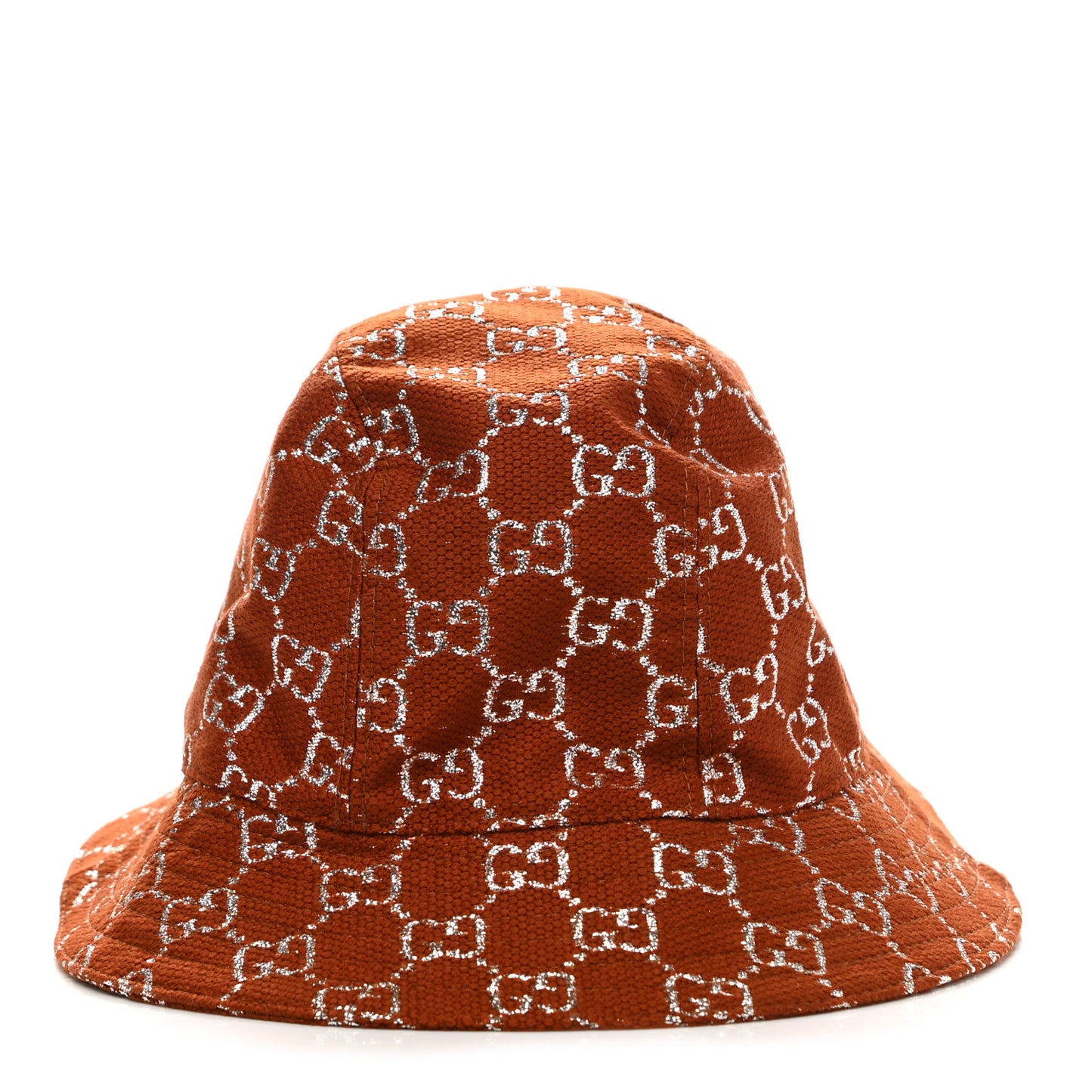 Canvas Lame GG Monogram Bucket Hat S Burnt Orange Silver