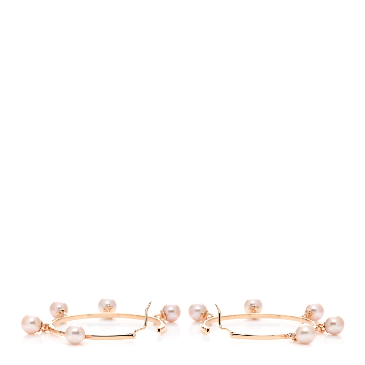 18K Rose Gold Pearl Hoop Earrings