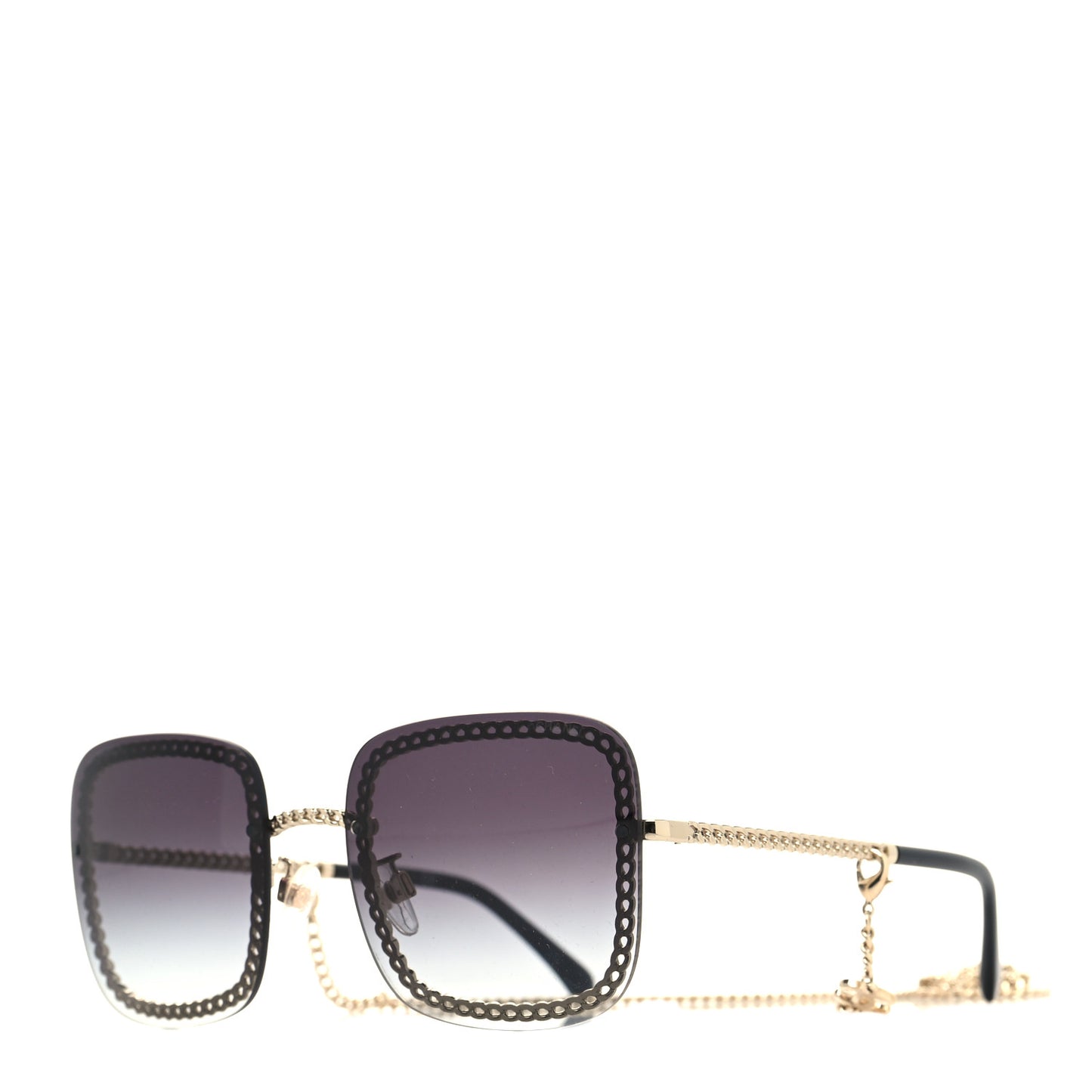 Metal Removable Chain Square Sunglasses 4244 Black