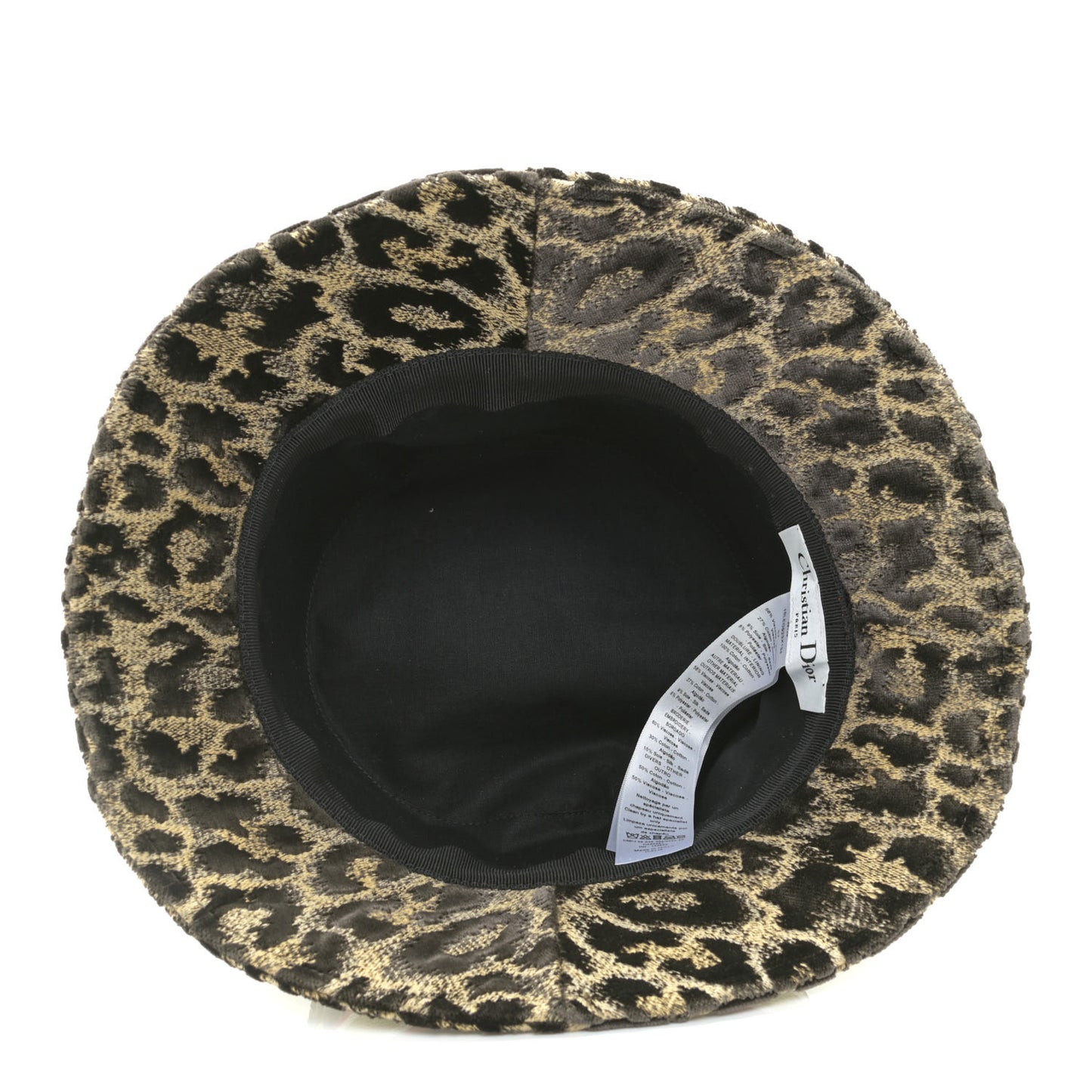 Velvet Embroidered Leopard Print Small Brim Bucket Hat 57 Beige Multicolor