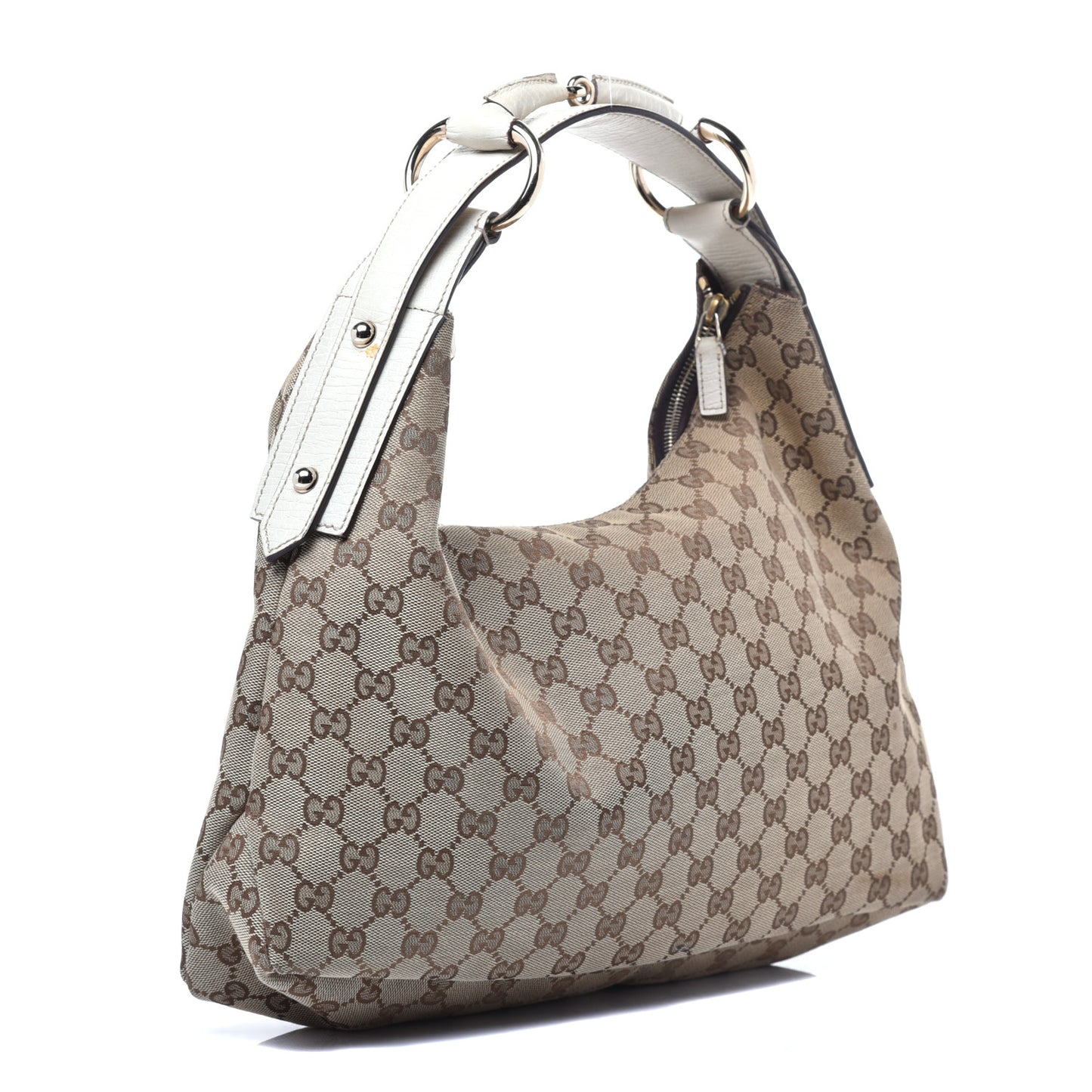 Monogram Medium Horsebit Chain Hobo Off White