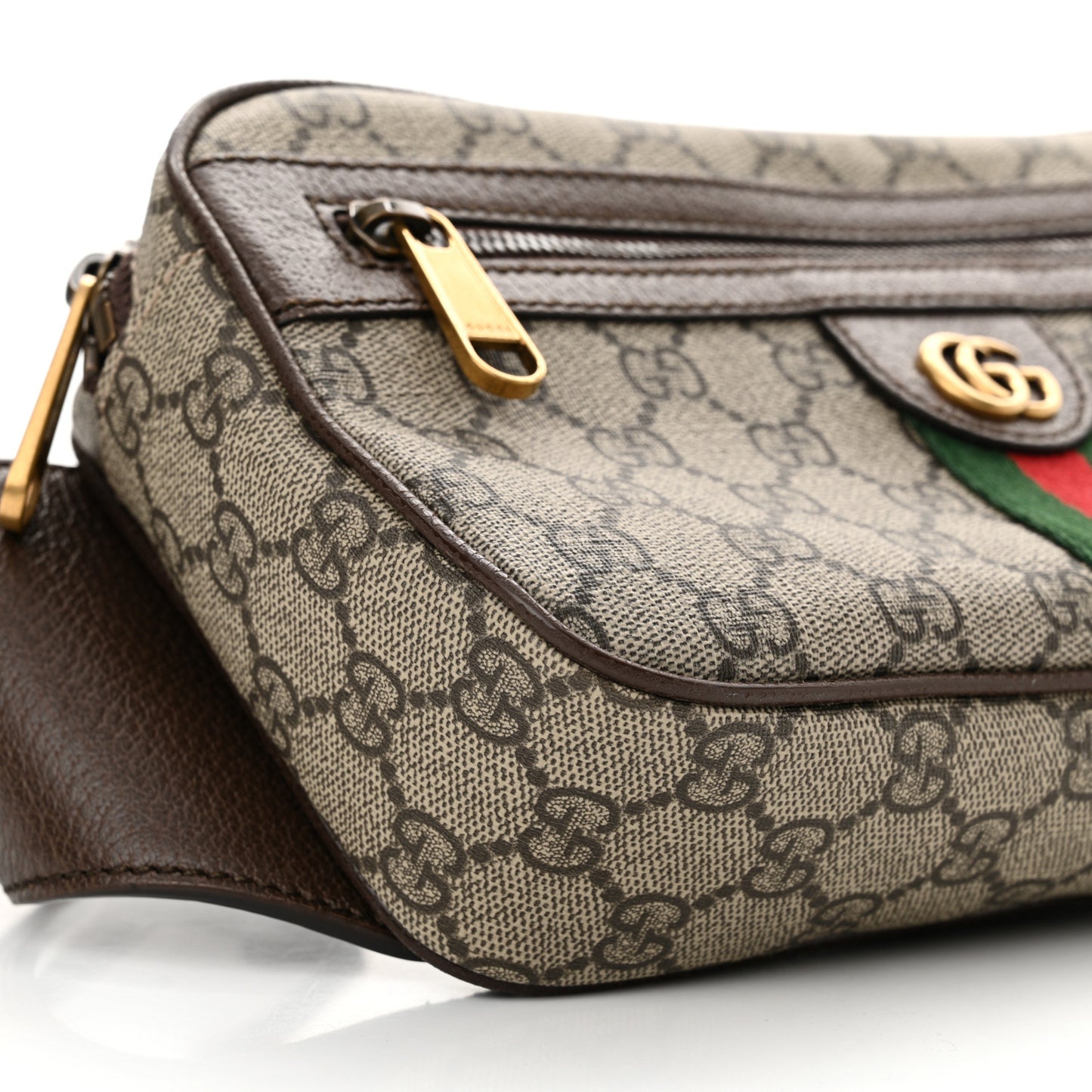Soft GG Supreme Monogram Medium Ophidia Belt Bag Dark Brown