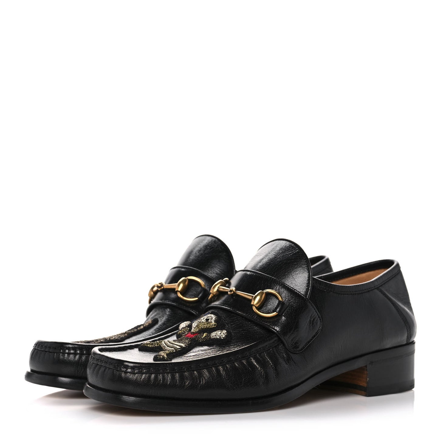 X DISNEY Goatskin Donald Duck Embroidered Mens Horsebit Loafers 10 Black