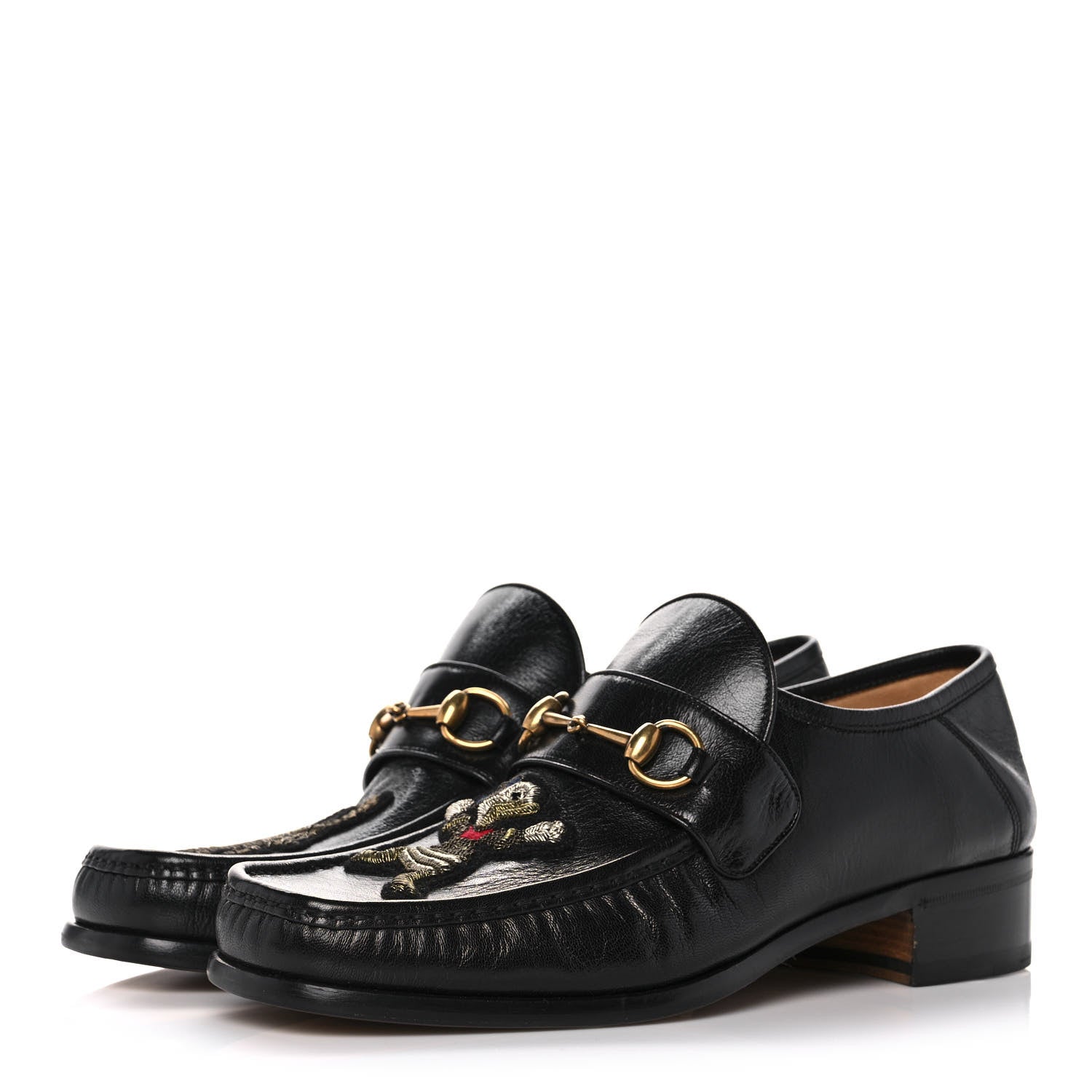 Gucci X DISNEY Goatskin Donald Duck Embroidered Mens Horsebit Loafers 10 Black 3 of 11