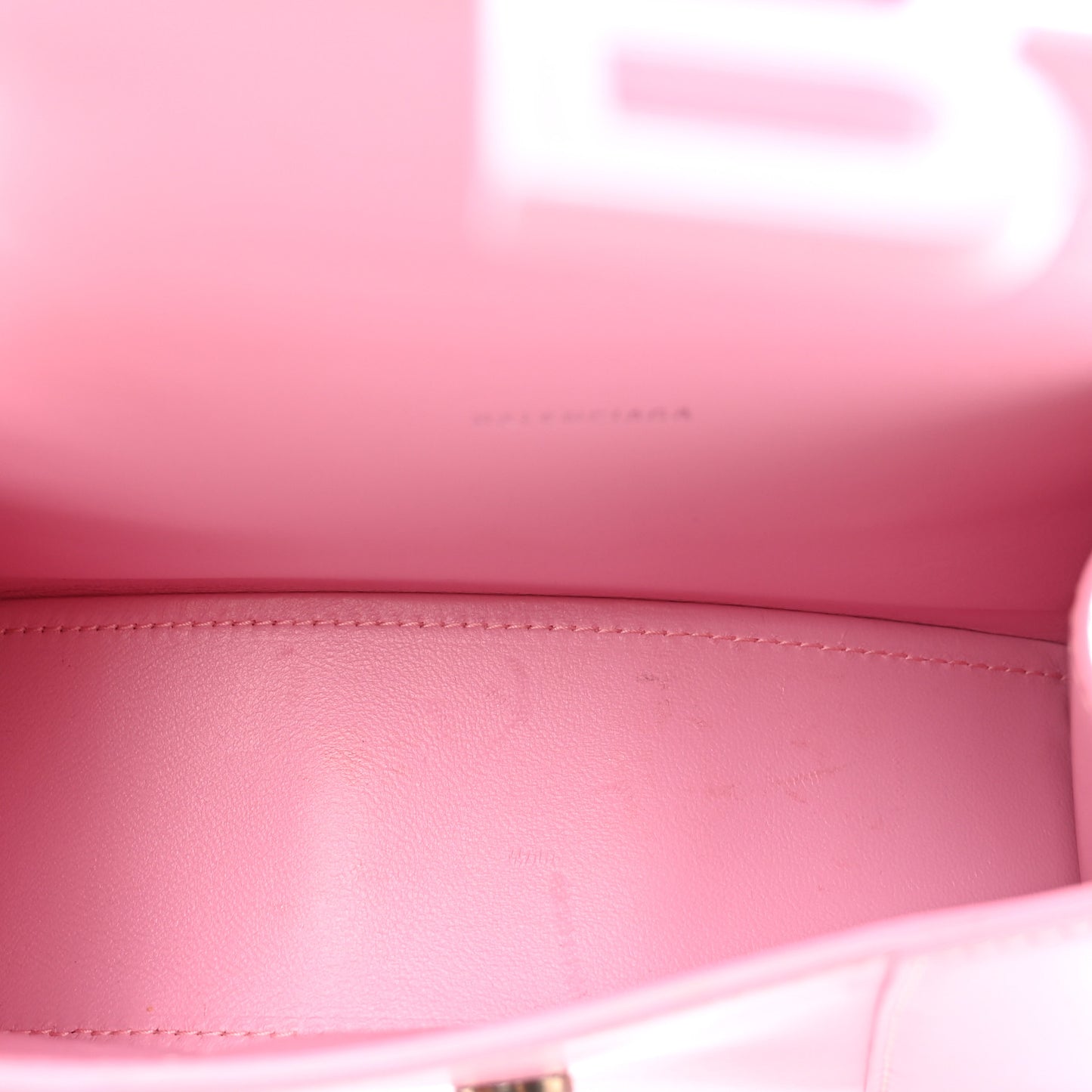 Shiny Box Calfskin Tonal B Hourglass Top Handle Bag XS Candy Pink