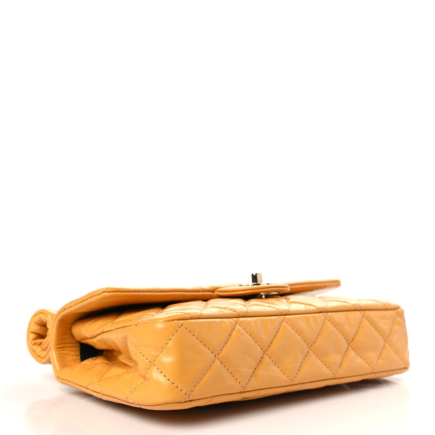 Crumpled Calfskin Quilted Clutch Yellow