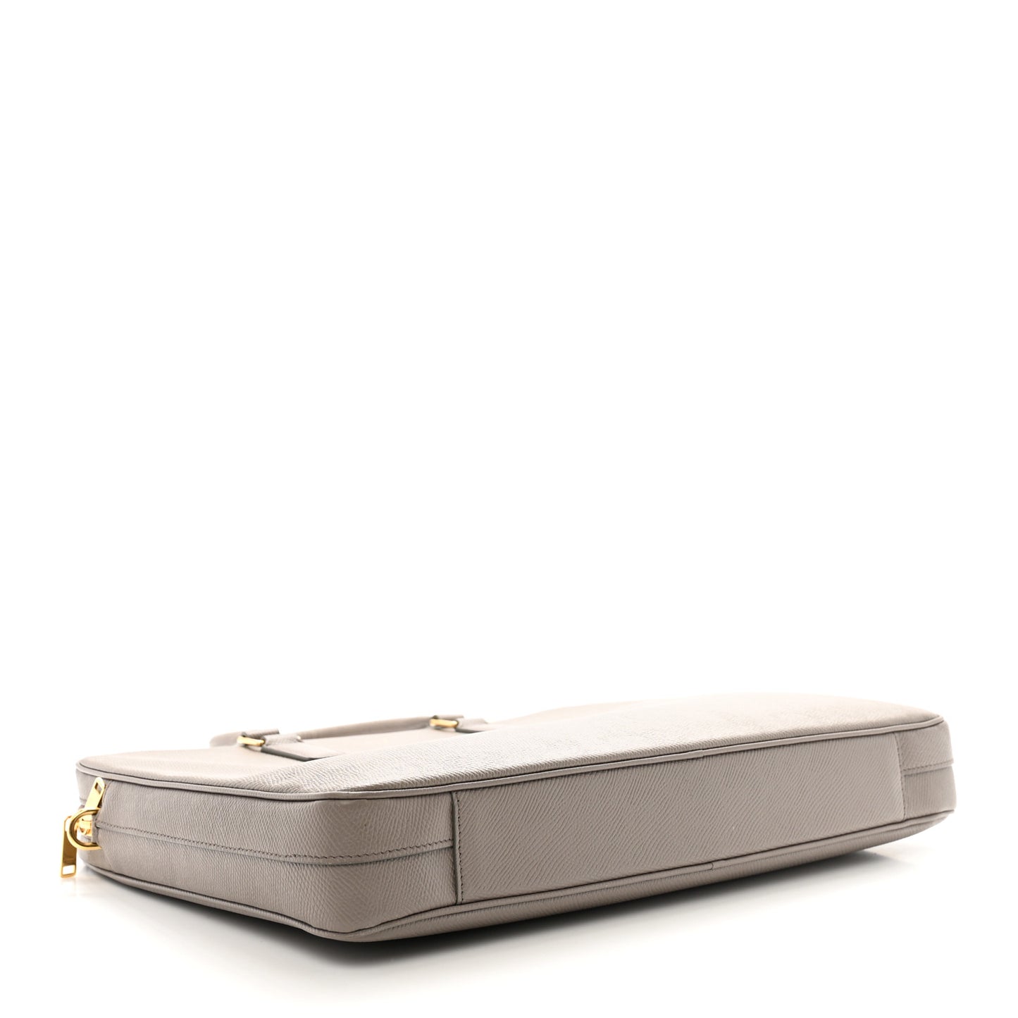 Grained Calfskin Medium Briefcase Pebble