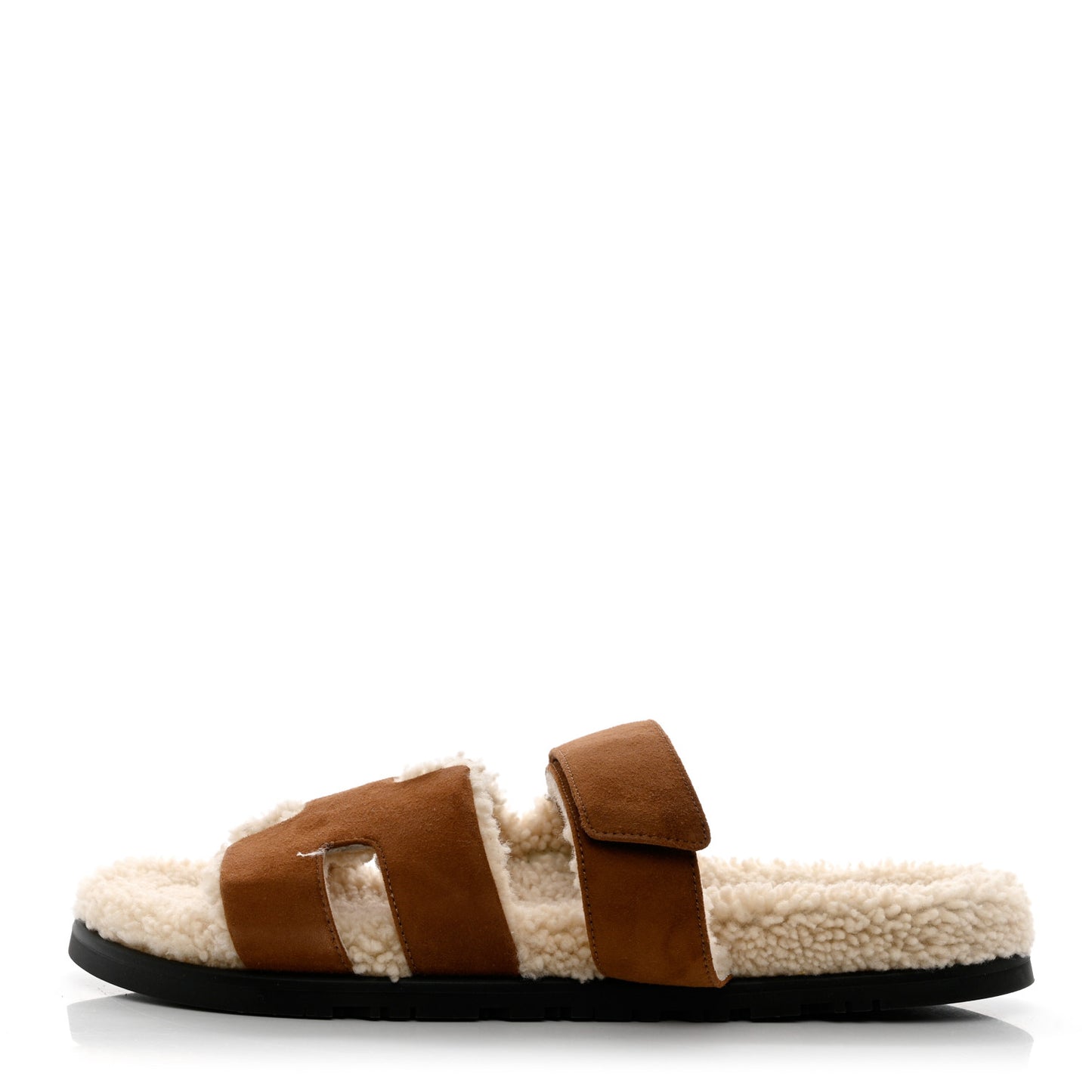 Suede Goatskin Woolskin Mens Chypre Sandals 43 Brun Fume Ecru
