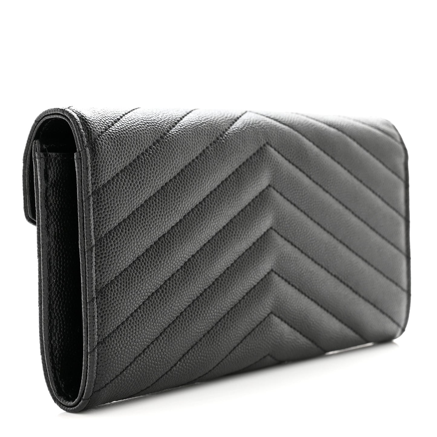 Grain De Poudre Matelasse Chevron Monogram Flap Wallet Black