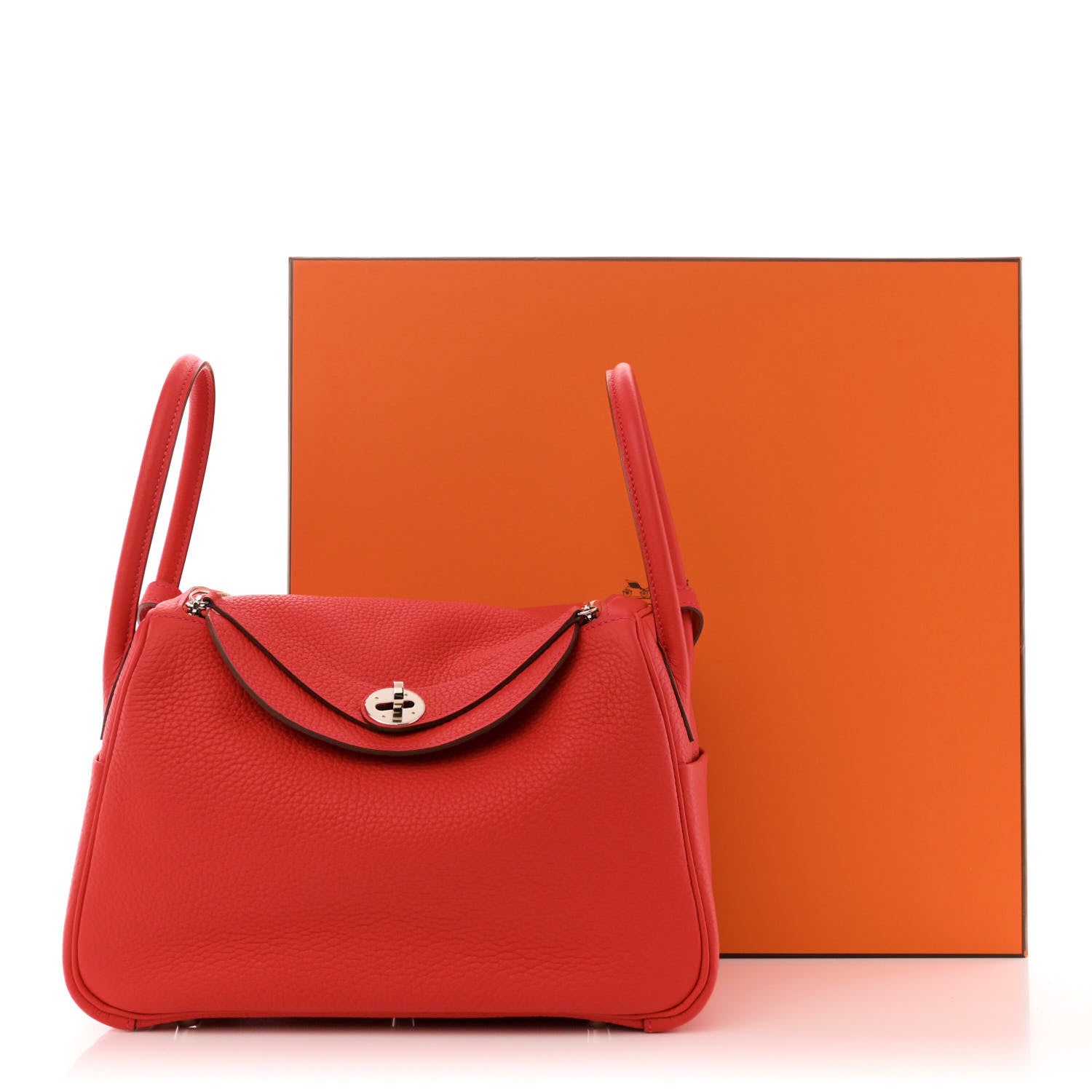 Hermes Taurillon Clemence Lindy 26 Rouge Tomate 11 of 11