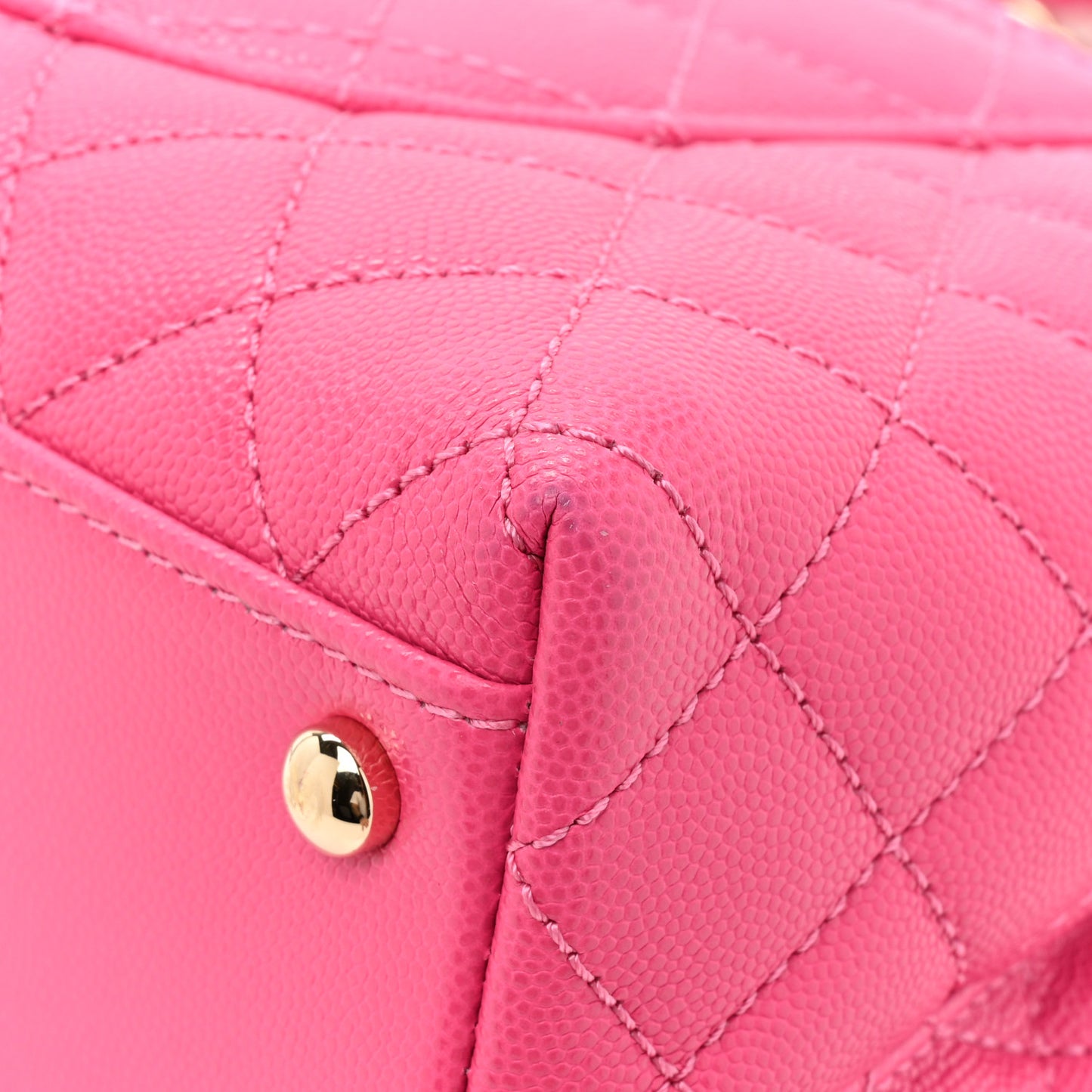 Caviar Quilted Small Coco Handle Flap Dark Pink