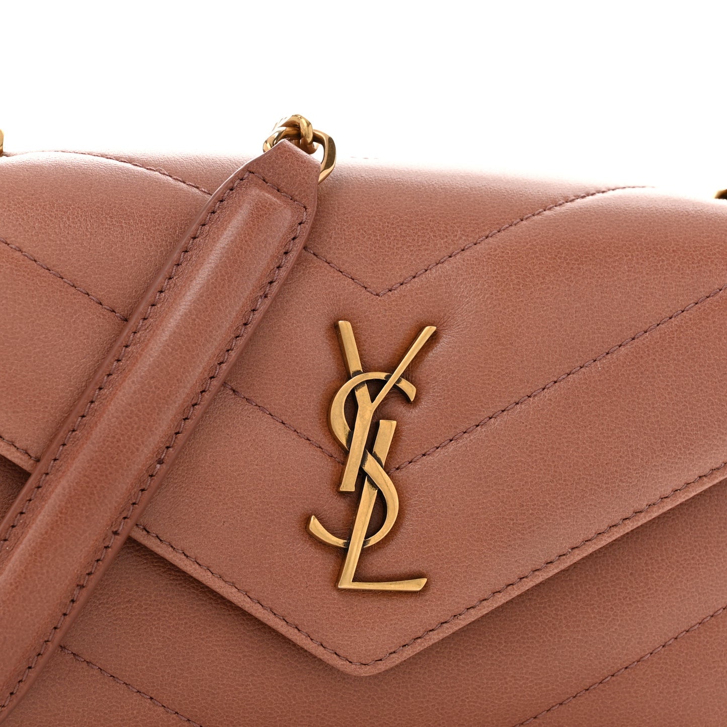 Lambskin Chevron Quilted Mini Loulou Bag Barely Pink