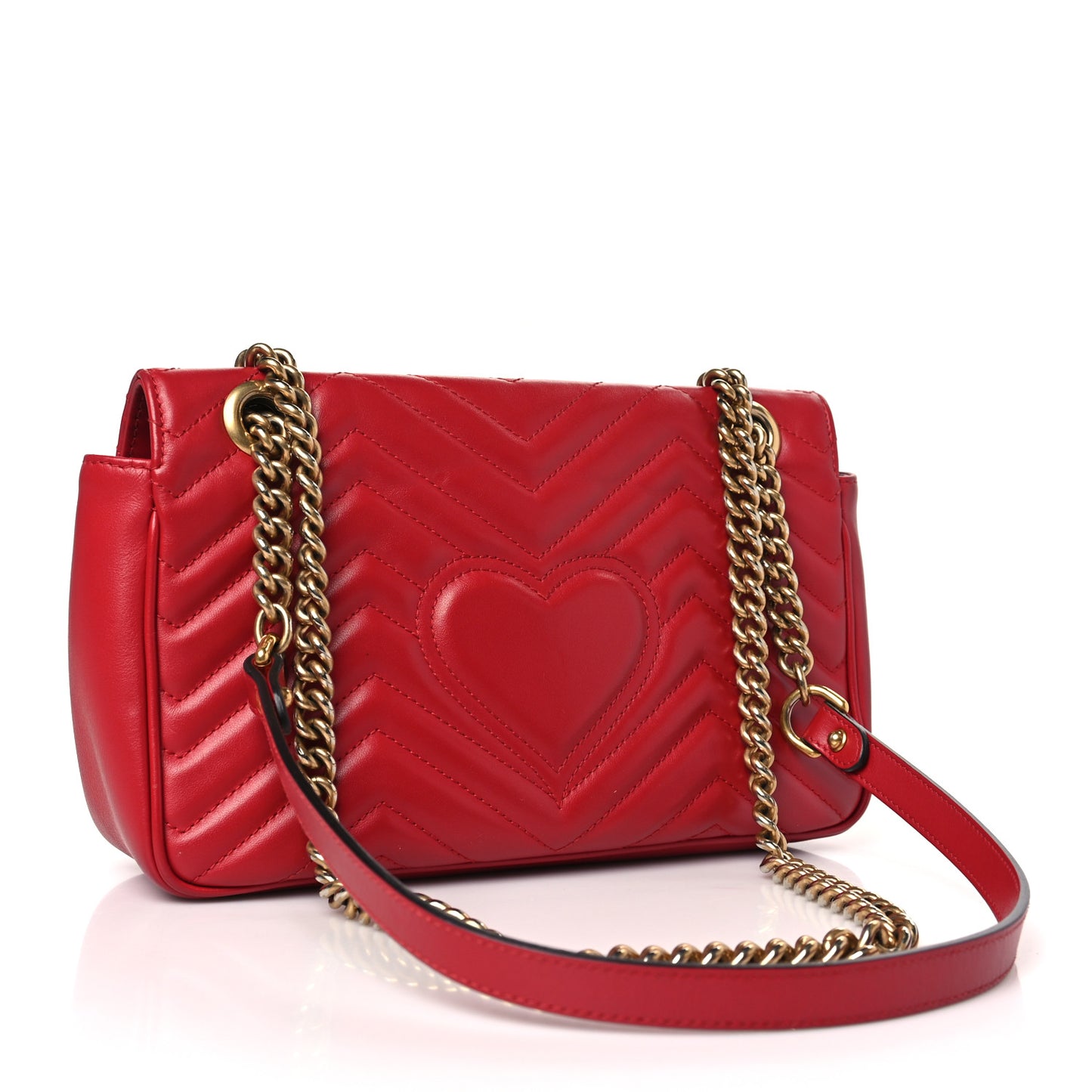 Calfskin Matelasse Small GG Marmont Shoulder Bag Hibiscus Red