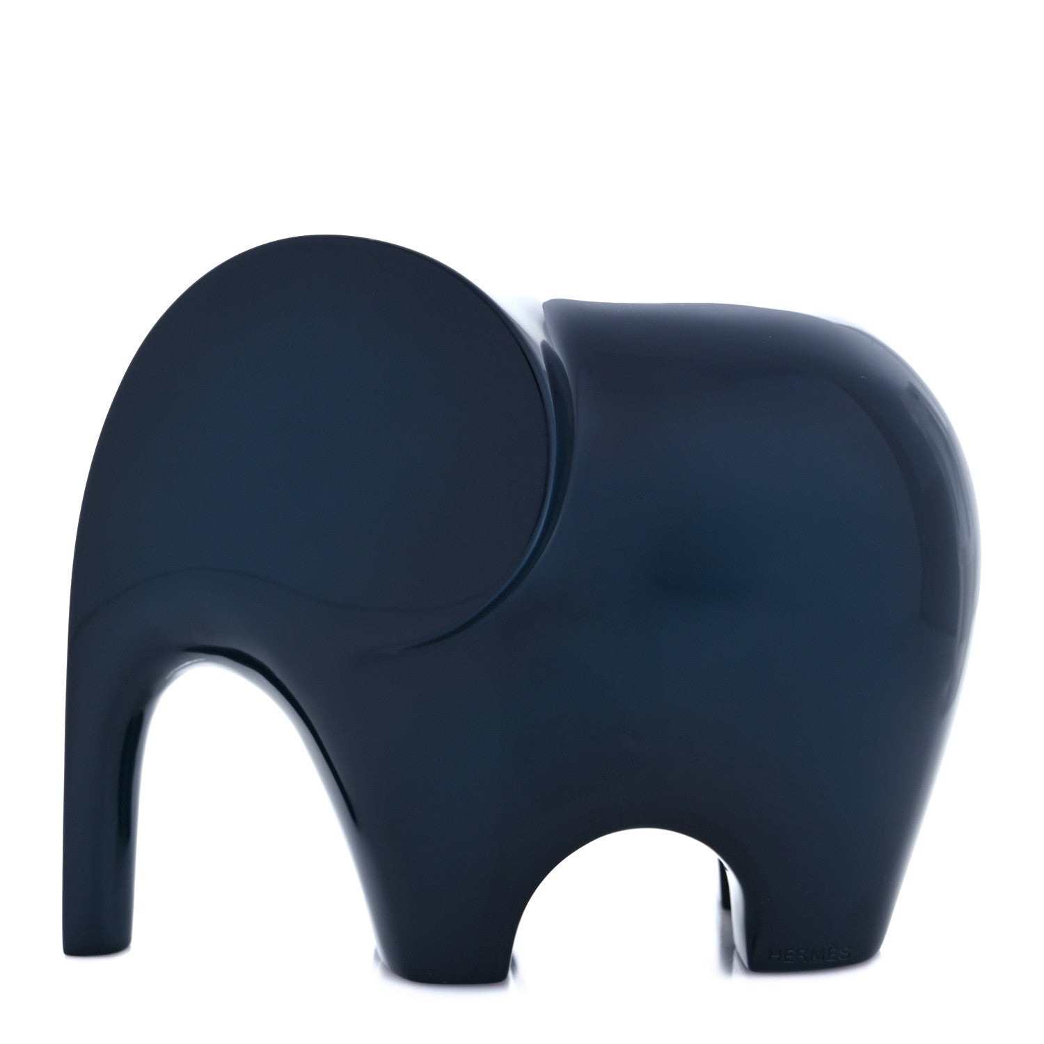 Hermes Lacquered Wood Elephant Lao Paperweight Indigo 967621
