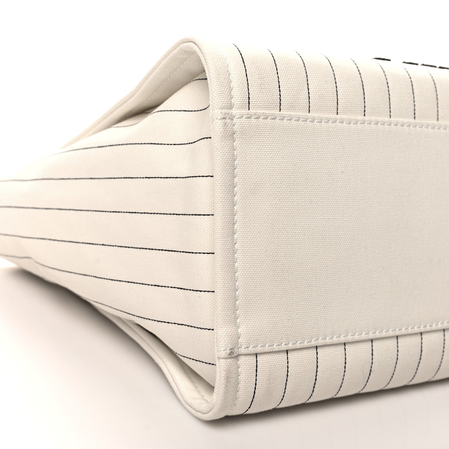 Chanel Canvas Calfskin Striped Medium Deauville Tote White Black 10 of 12