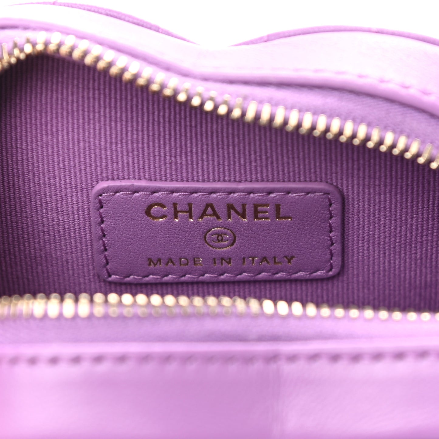 Lambskin Quilted CC In Love Heart Waist Belt Bag With Chain Purple