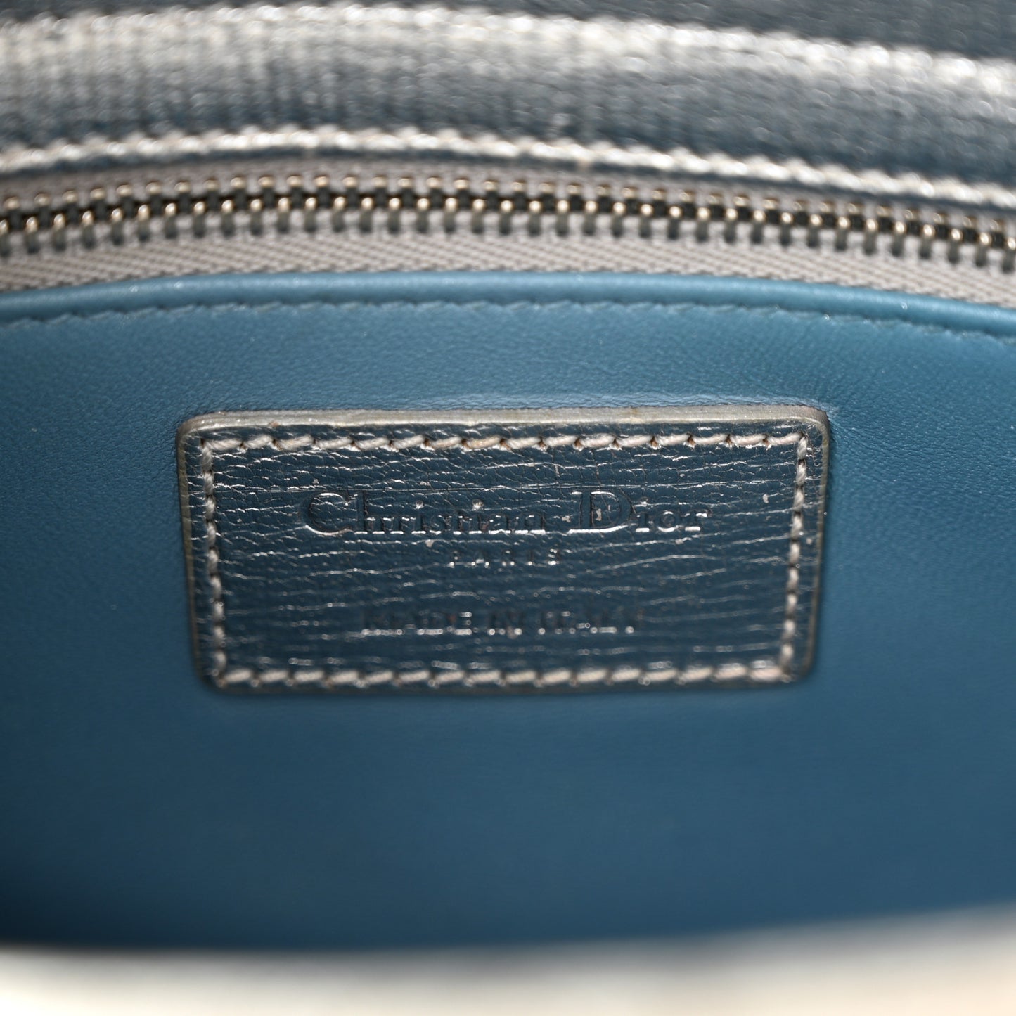 CHRISTIAN DIOR Metallic Grained Calfskin Cannage Small Lucky Badges My Lady Dior Silver