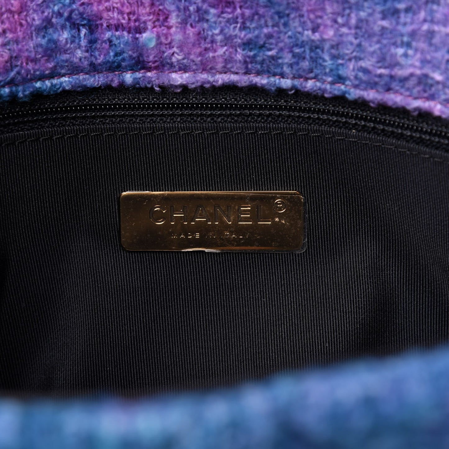 Wool Tweed Quilted Large Chanel 19 Flap Purple Black Blue
