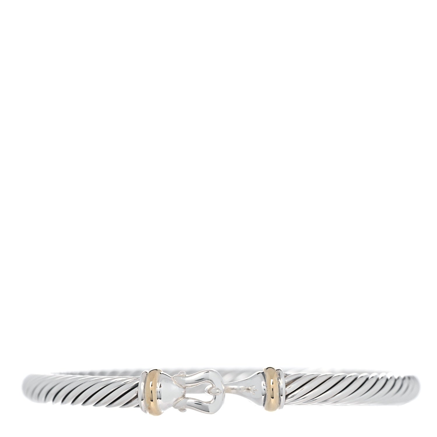 David Yurman Sterling Silver 18K Yellow Gold 5mm Cable Classic Buckle Bracelet 1 of 5