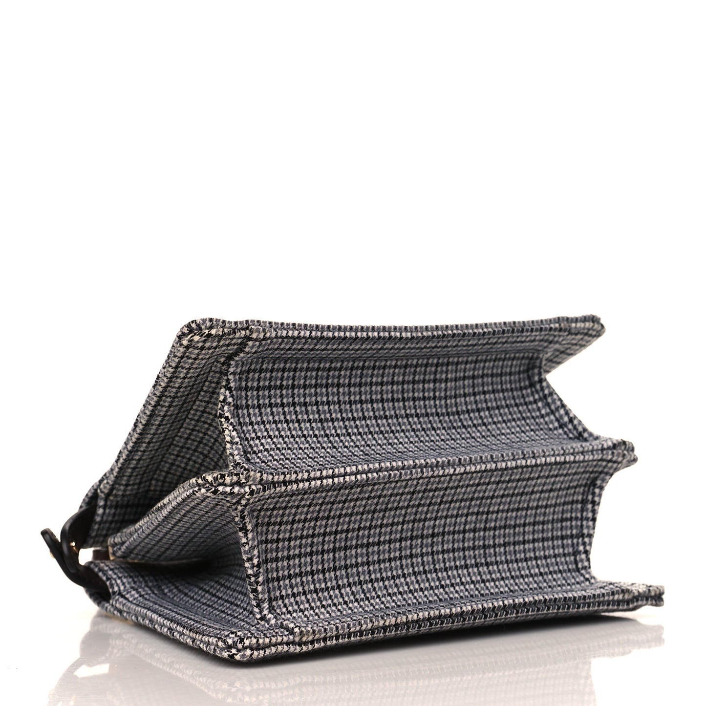 Wool Fabric Jacquard Cuoio Small Houndstooth FF 1974 Petite Peekaboo I SEE U Satchel Grey Black