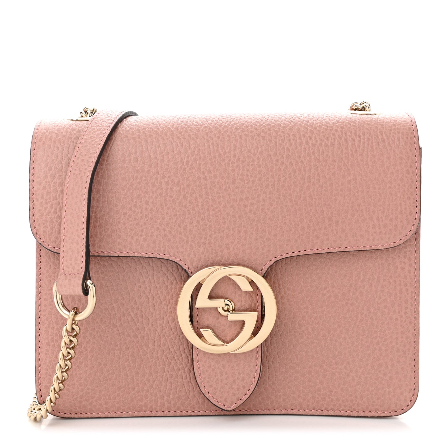 Dollar Calfskin Small Interlocking G Shoulder Bag Soft Pink