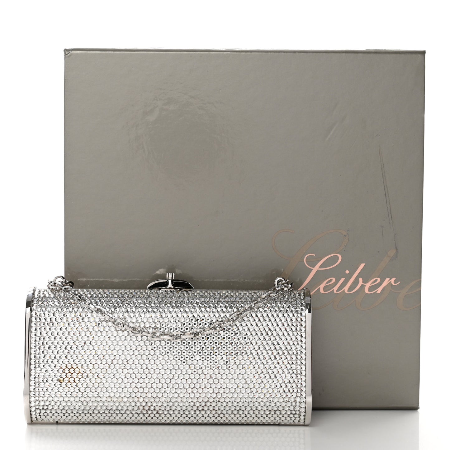 Swarovski Crystal Minaudiere Clutch Silver